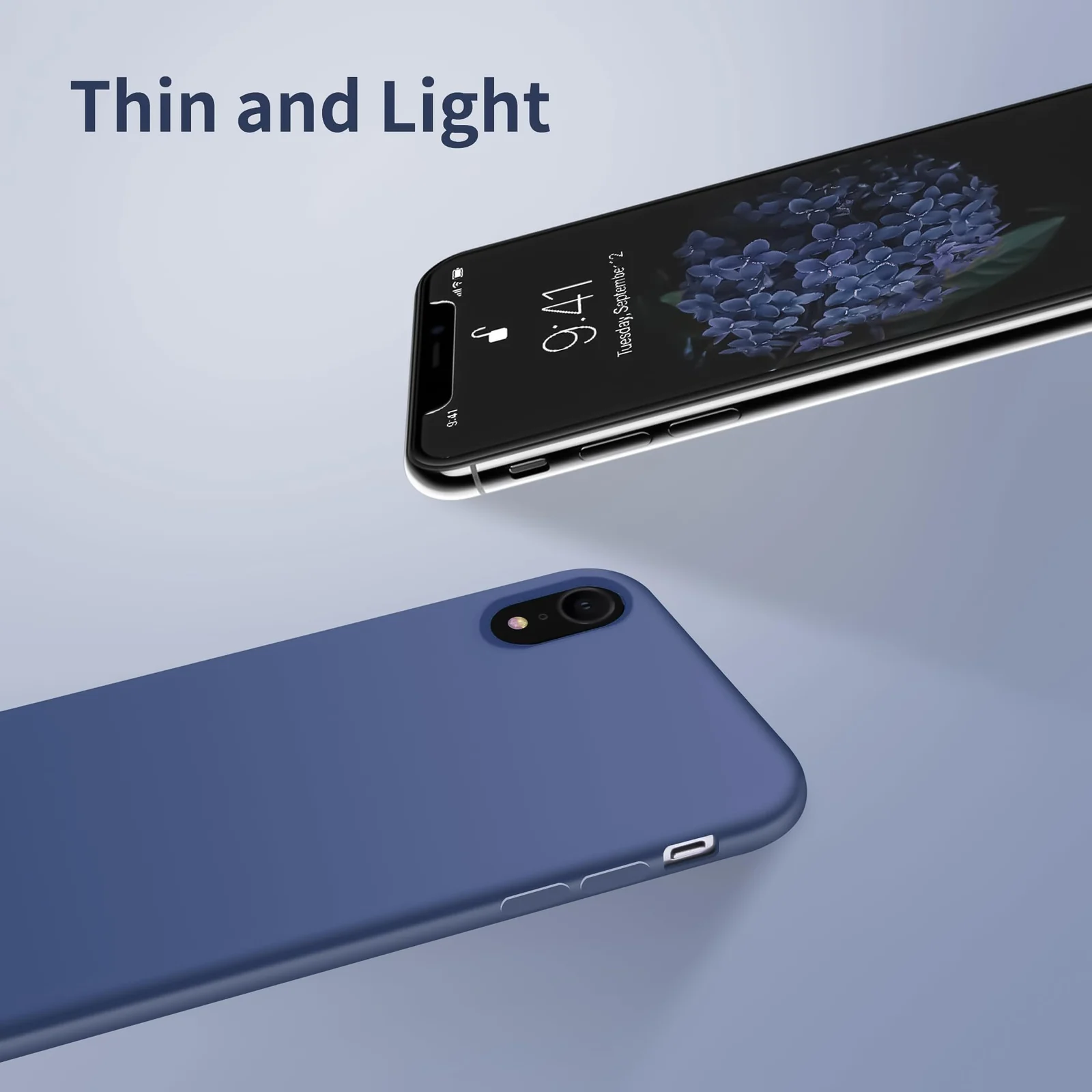 DL3 Mobilak Liquid Silicone Case for iPhone XR, Shock-absorbing protection, Scratch-resistant surface, Soft microfiber lining - Blue