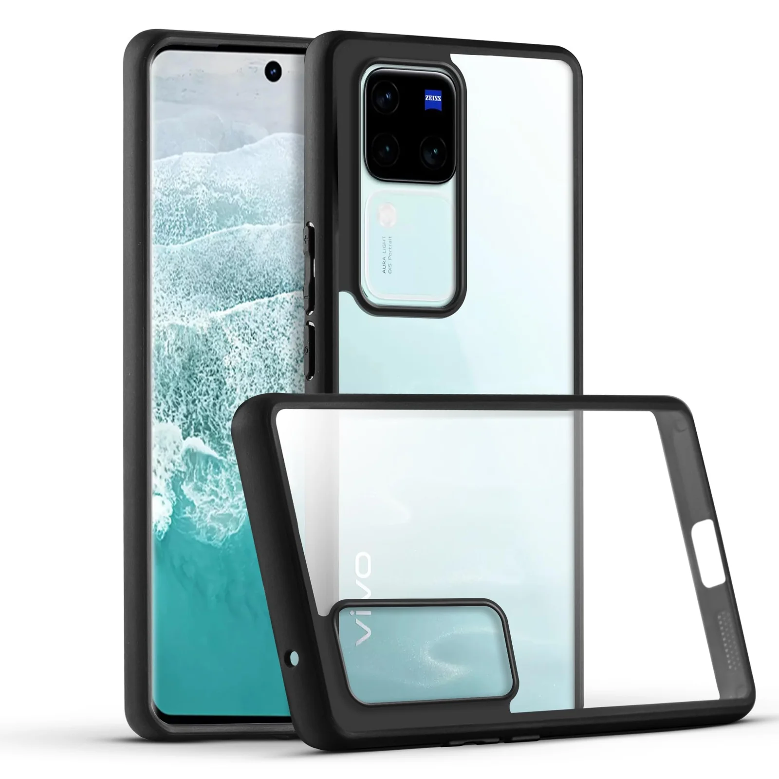 DL3 Mobilak Clear TPU Case for vivo V30 / V30 Pro 5G, Camera protection, Shock-absorbing protection, Scratch-resistant surface - Black