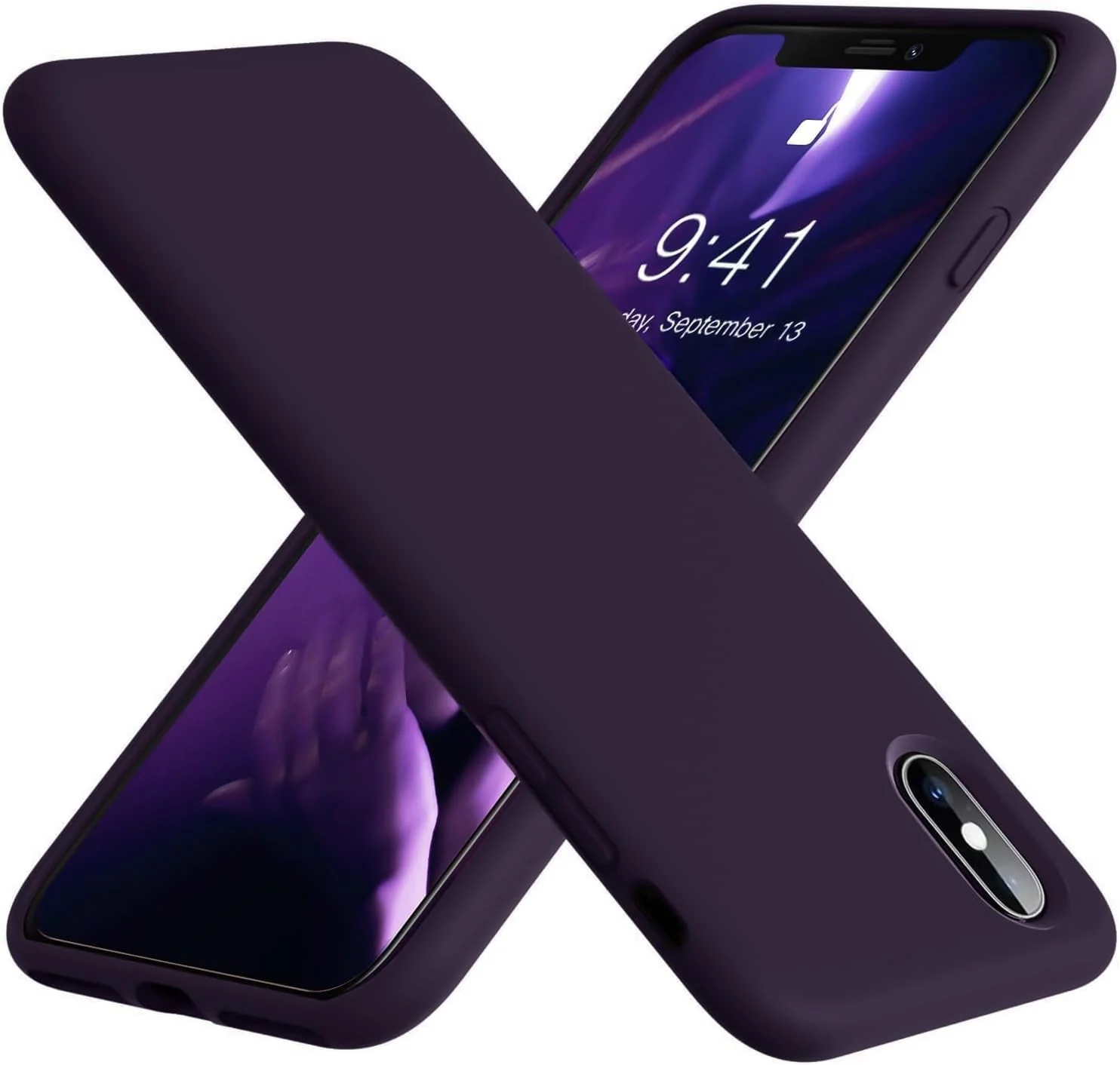 DL3 Mobilak Liquid Silicone Protective Case for iPhone XR with Camera Protection and Microfiber Lining - Deep Purple