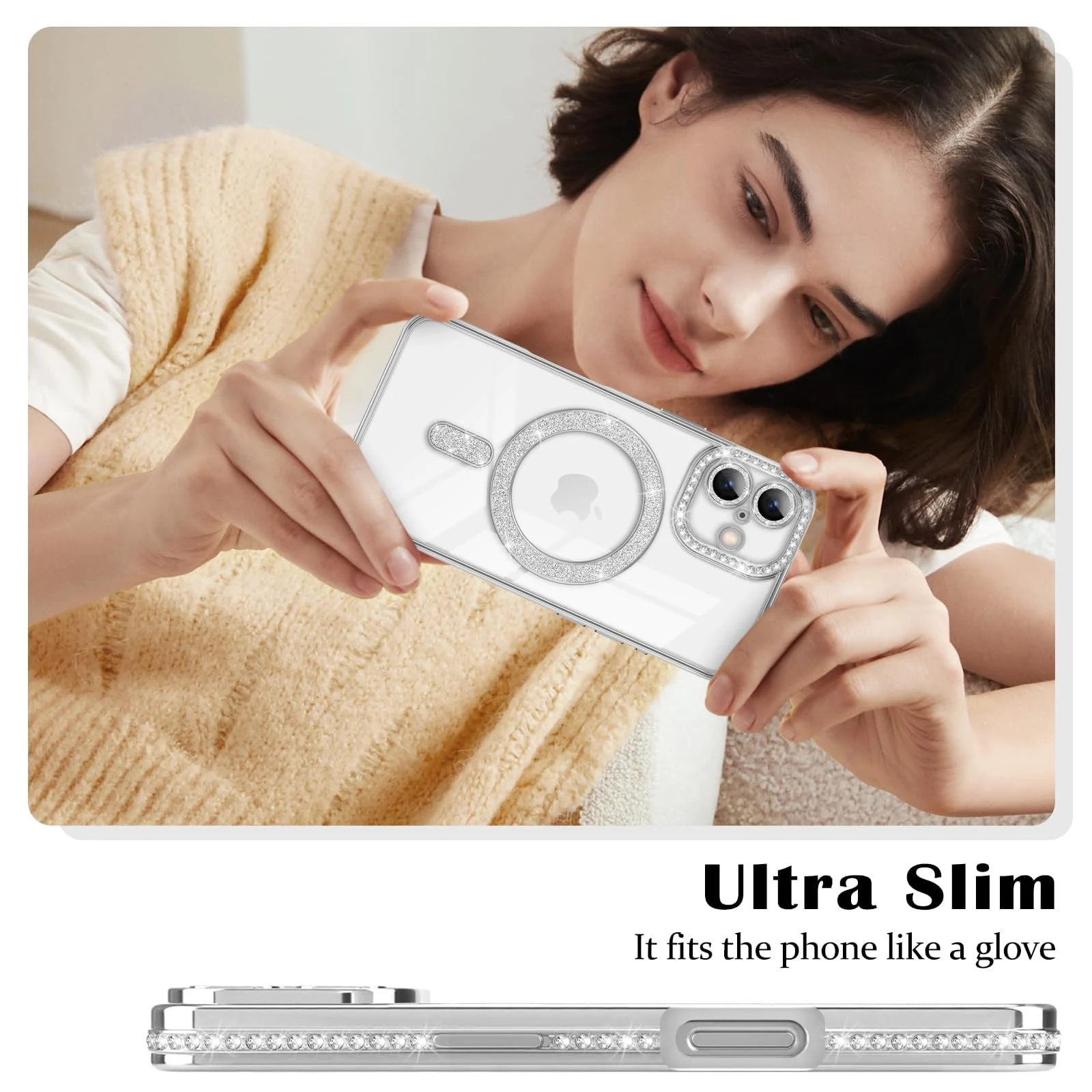 DL3 Mobilak MagSafe-Compatible Magnetic Case for iPhone 17 with Camera Protection and Magnetic Car-Mount Support - Silver