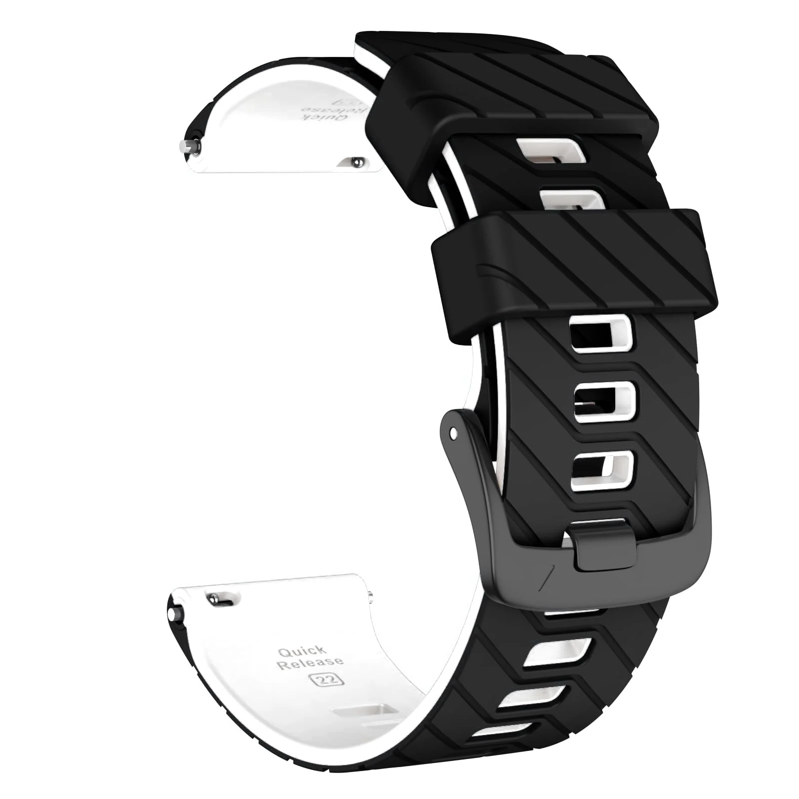 DL3 Mobilak Silicone Sport Band 22MM Strap For Xiaomi Redmi Watch 5 Active/5 Lite/Samsung Galaxy Watch 3 45mm/Watch 46mm/Gear S3/Huawei watch GT5 GT4 GT3 GT2 GT 46MM/GT2E/GT3 Pro/GT 5 Pro - Black/white
