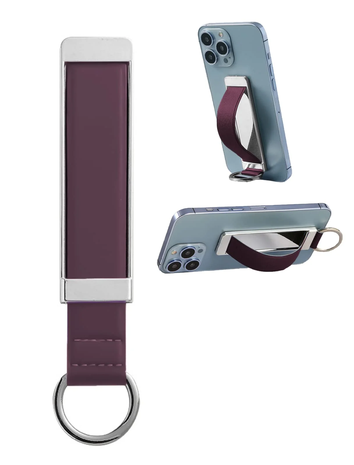 DL3 Mobilak Phone Grip Strap Finger Loop for Cell Phone Case Phone Finger Holder Assorted Colors Leather Phone Grip Stand for Most Mobile Phones and Tablets - Purple