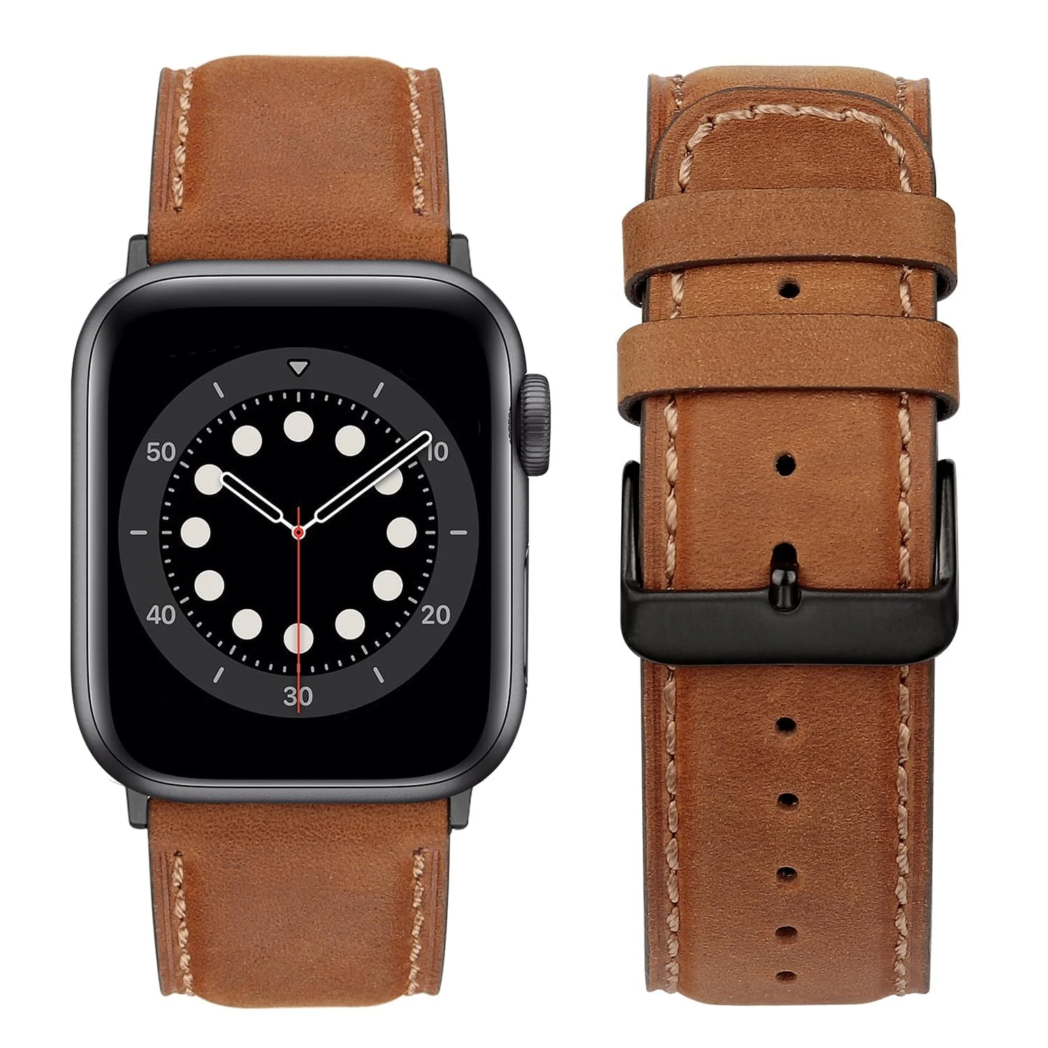 DL3 Mobilak Compatible with Apple Watch Band 49mm 46mm 45mm 44mm 42mm Leather Band Replacement Strap, Soft Leather Bracelet for iWatch Series 11 10 9 8 7 6 5 4 SE SE2 Ultra 3 2 1 - Light Brown