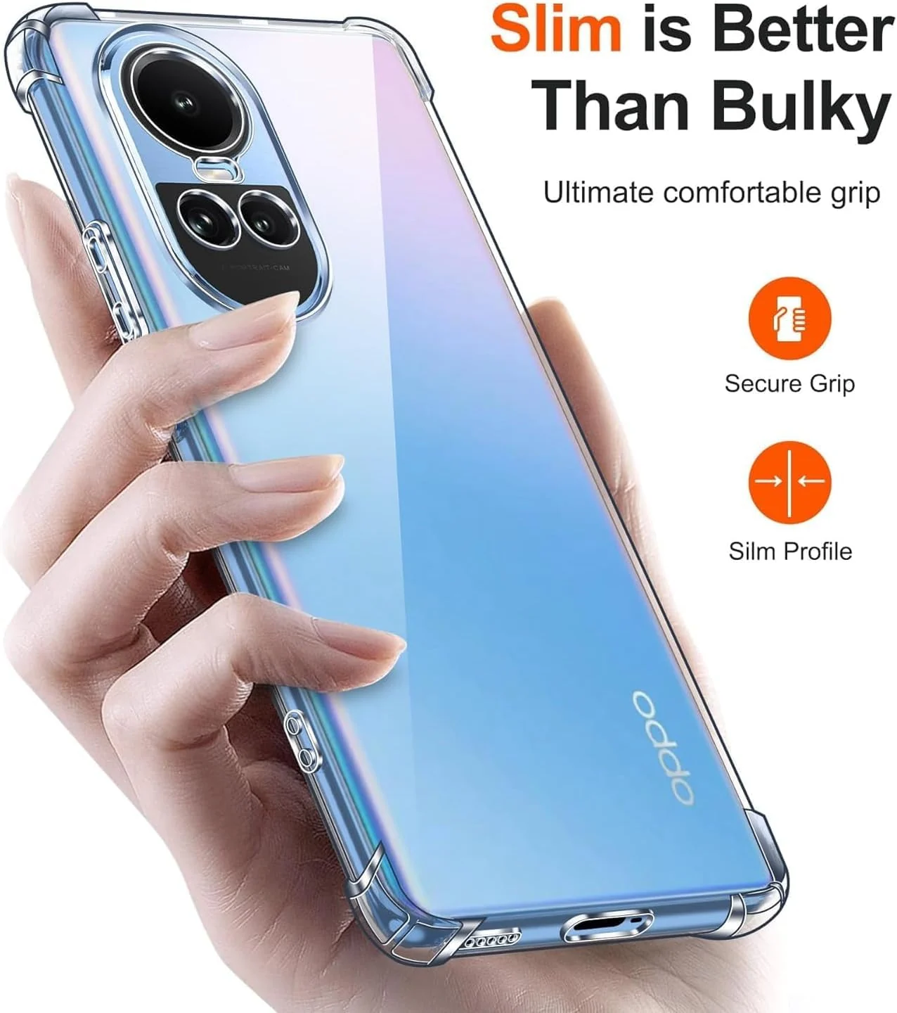 DL3 Mobilak Case Compatible with Reno 10 5G & 10 Pro 5G, Cover Silicone TPU Gorilla Anti-shock Protector Camera Shockproof Corners - Clear