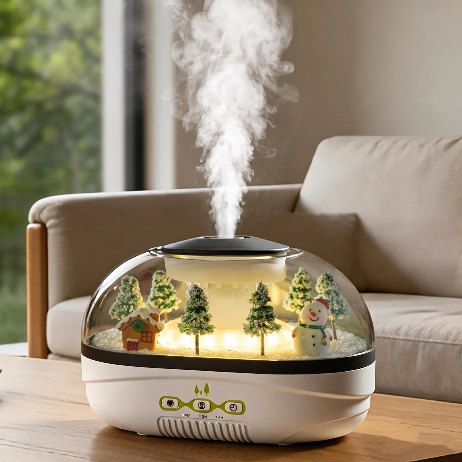 Raindrop Aroma Diffuser 400ML Humidifier | Quiet operation, 2/4H Timer, Warm Night Light, Fine Mist, Creative Micro Landscape Design, Auto Shut-Off for Office Home, Bedroom,Yoga,Meditation - Style-1