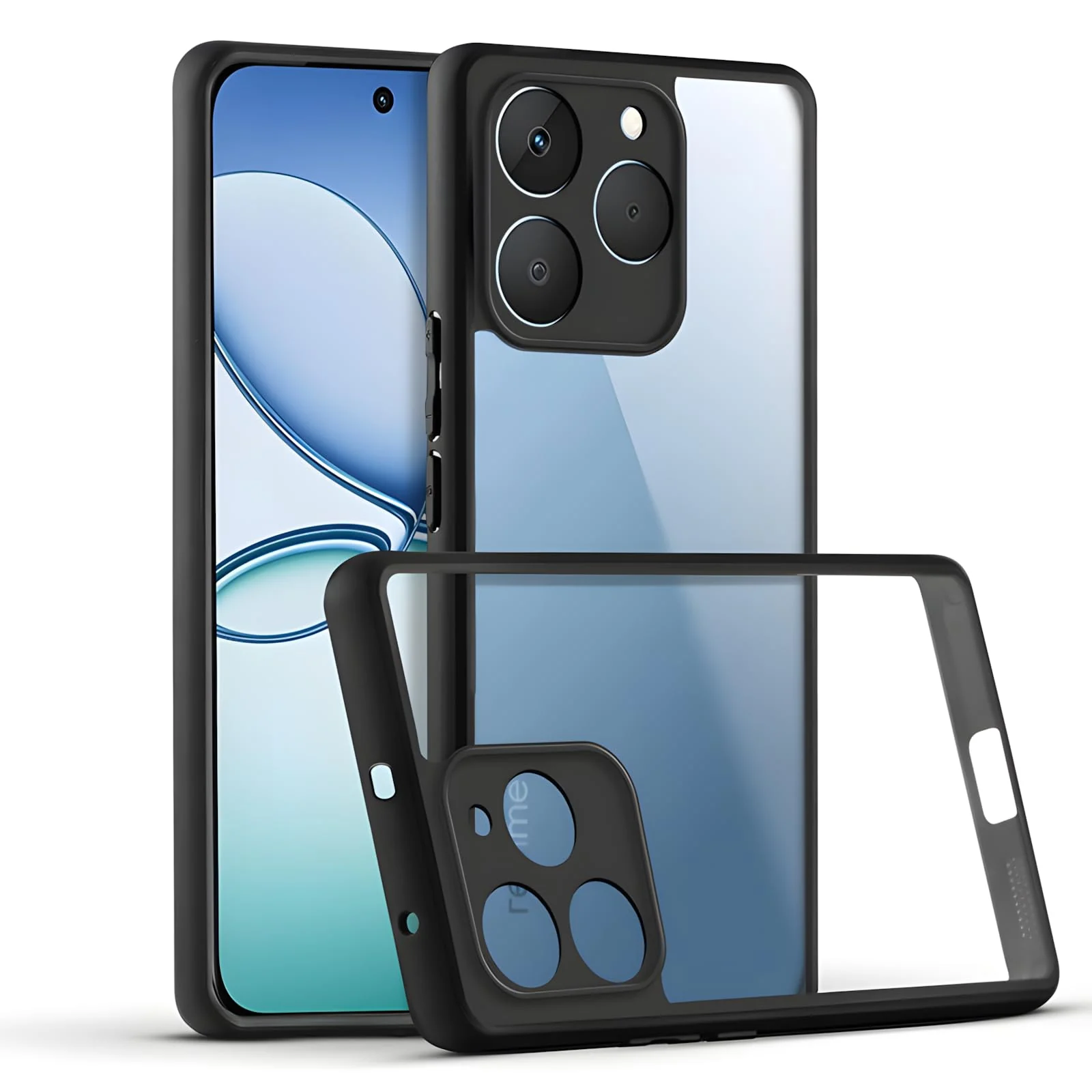 DL3 Mobilak Compatible with realme 15T 5G Case Transparent, Military-Grade Shockproof Anti-Yellowing, Slim Protective Phone Case Full Bumper Cover With Camera Protective - Black