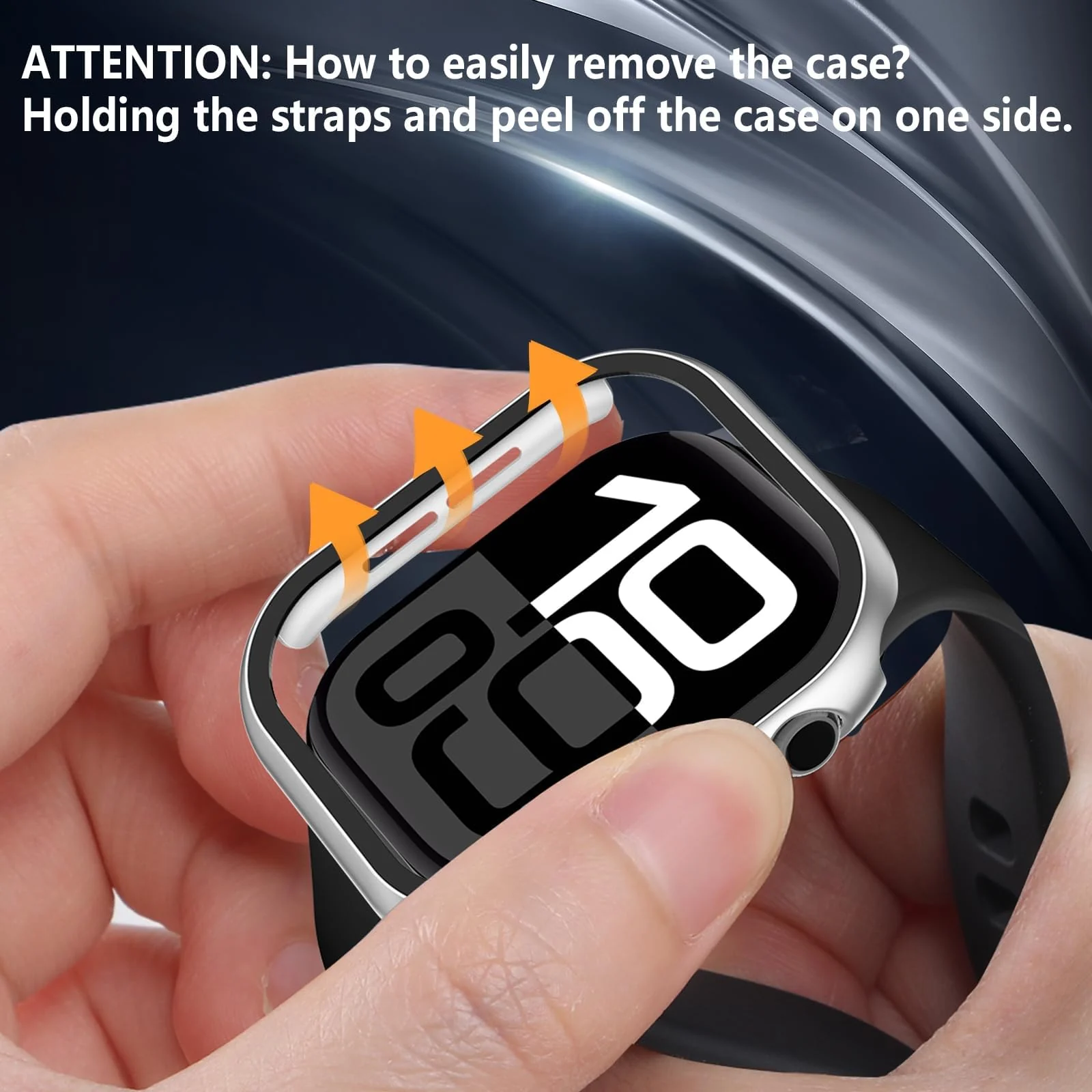 DL3 Mobilak Case with Screen Protector for Apple Watch Series 10 46mm, Bumper Full Coverage Hard PC Overall Protective Cover, Built-in Tempered Glass Film High Sensitivity - Silver