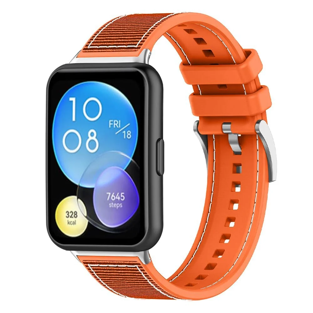 DL3 Mobilak Sport Silicone Nylon Band Designed for Huawei Watch Fit 2 for Men Women, Waterproof Soft Replacement Strap for Huawei Watch Fit2 - Orange