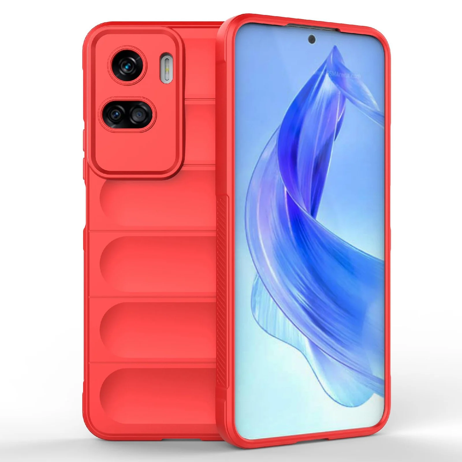 DL3 Mobilak Soft Silicone Protective Case for Honor 90 Lite with Camera Protection and Shockproof Design - Red