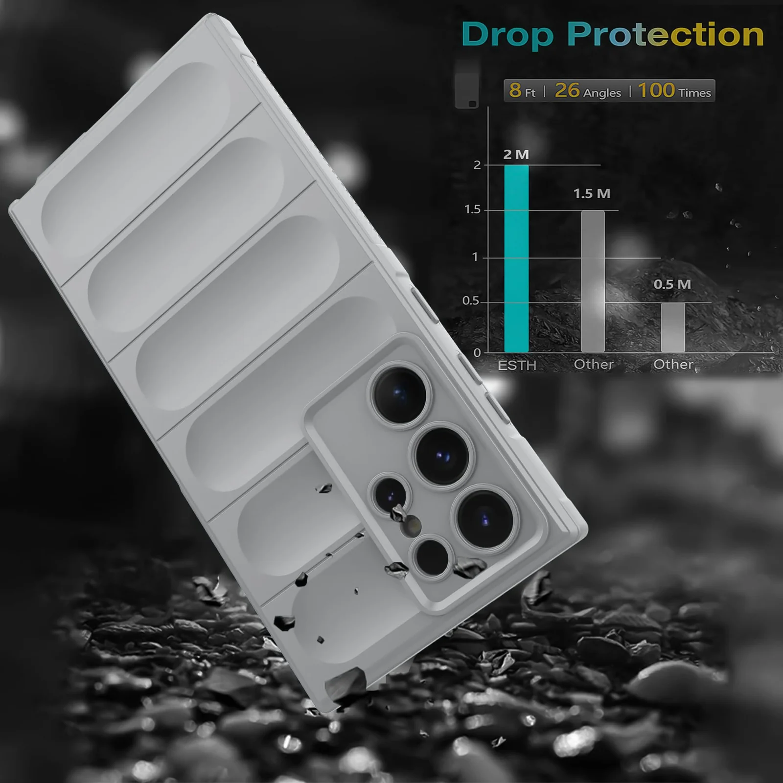 DL3 Mobilak Rugged Protective Case for Samsung Galaxy S24 Ultra, Camera protection, Shock-absorbing protection, Non-slip grip - Gray