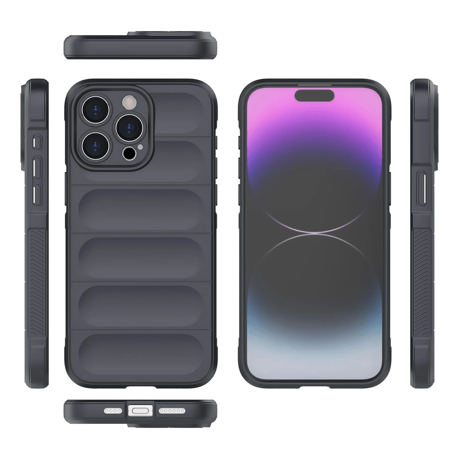 DL3 Mobilak Silicone Case for Apple iPhone 15 Pro Max Heavy Duty Protective [Slim Fit] Shockproof Soft Flexible Protective Design Shock-Absorption TPU Cover With Camera Protection - Dark Gray