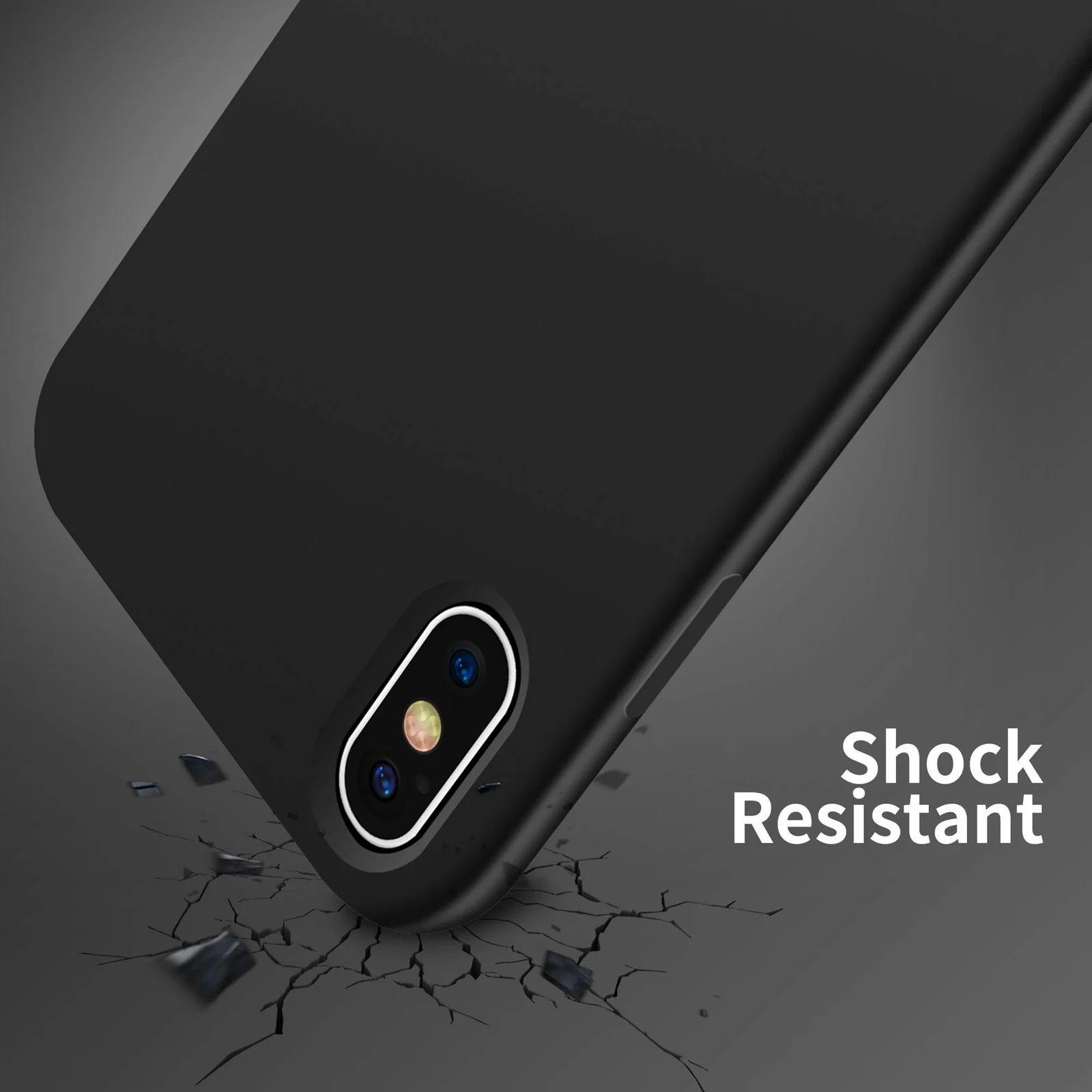 DL3 Mobilak Liquid Silicone Protective Case with Soft Microfiber Lining for iPhone XS Max - Black