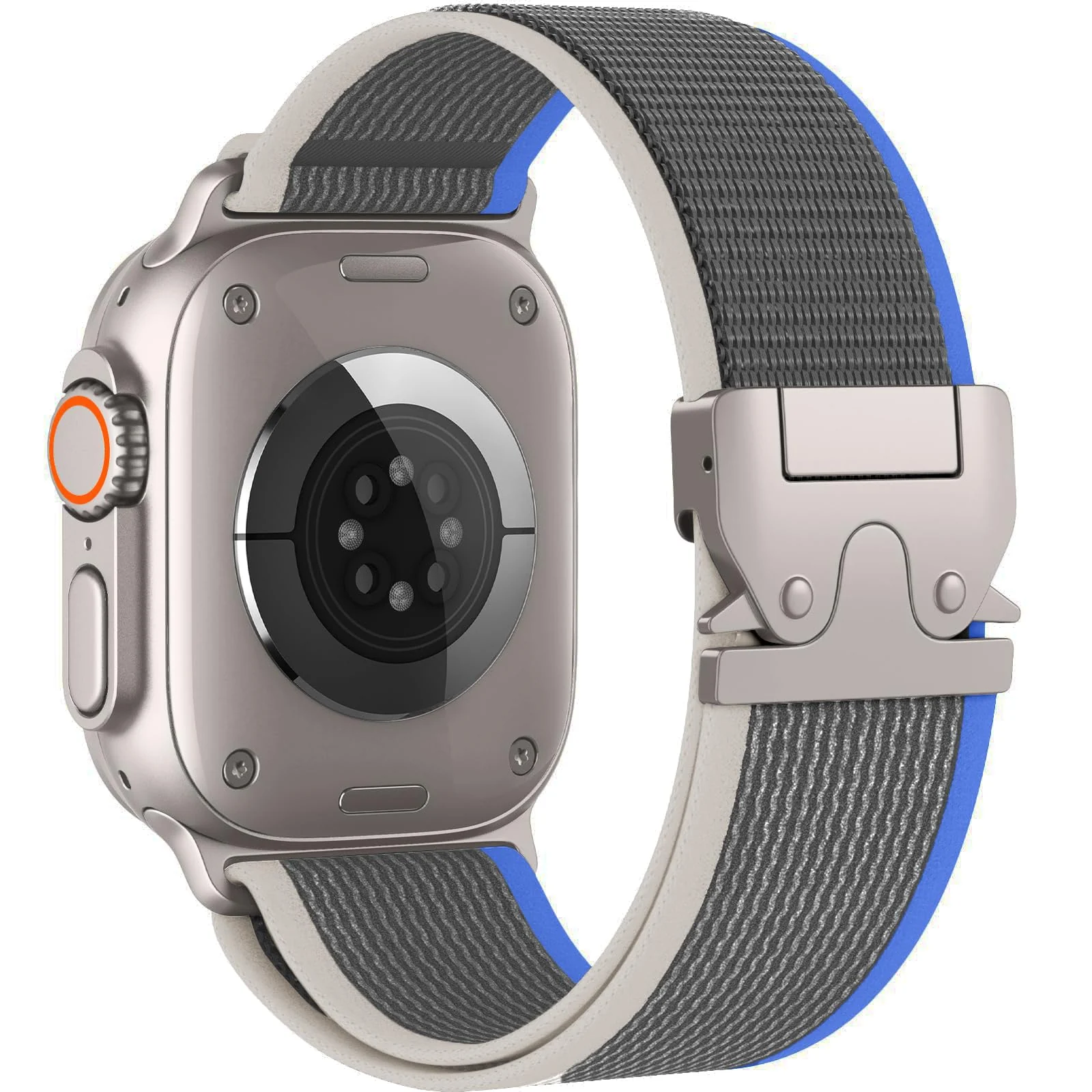 DL3 Mobilak Stretchy Nylon Strap for Apple Watch Ultra 3 2 1 Strap 49mm 46mm 45mm 44mm 42mm iWatch Straps for Men Women, Parachute Clasp Elastic Sport Band for Apple Watch Series 11 10 9 8 7 6 5 4 3 SE/2 - Blue | Gray