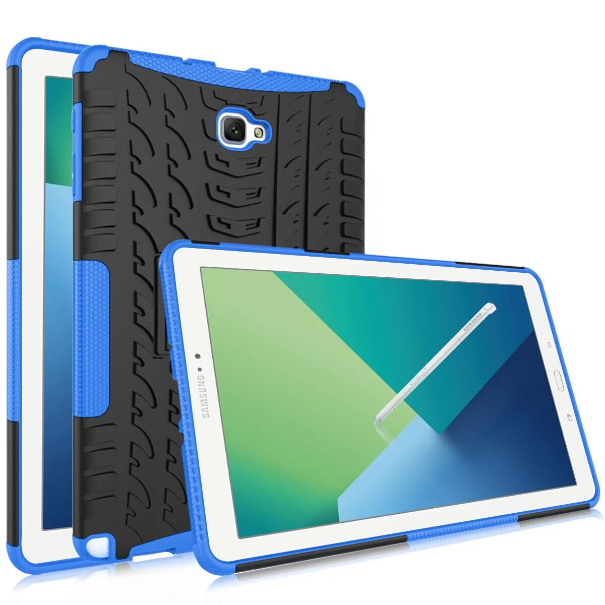 DL3 Mobilak Case For Samsung Galaxy Tab A 10.1 inch 2016 Release, SM-T580 T585 T587 Case, Hybrid Rugged Armor Heavy Duty 2 in 1 TPU + PC Combo Dual Layer Shockproof Case with Kickstand - Blue