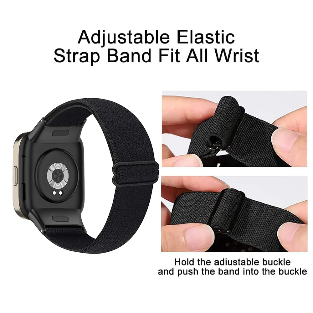 DL3 Mobilak Elastic Straps Compatible with Xiaomi Redmi Watch 3 (Not for Redmi Watch 3 Lite/Active) Men Women, Adjustable Stretchy Bracelets Sport Nylon Replacement Bracelet - Black