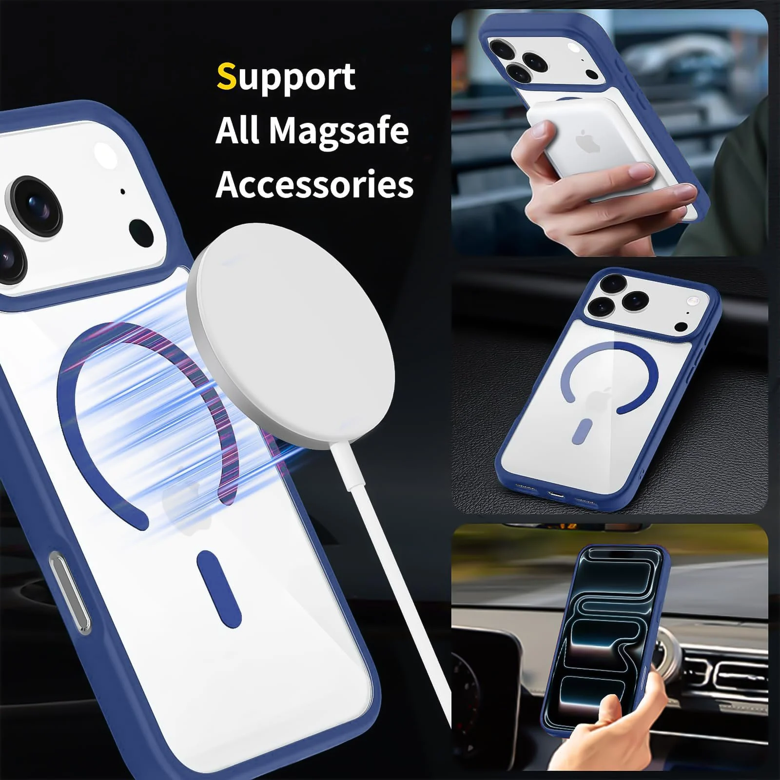 DL3 Mobilak Translucent Matte Case for iPhone 17 Pro Max Compatible with, Compatible with MagSafe accessories, Shock-absorbing protection, Scratch-resistant surface - Blue