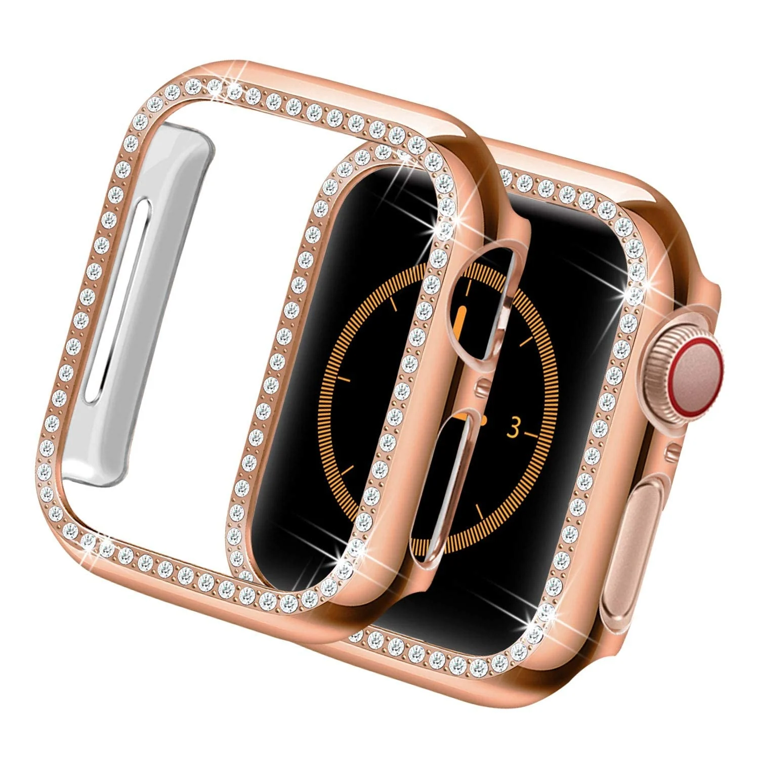 DL3 Mobilak Bumper Diamond Case Compatible with Apple Watch Series 6 SE Series 5 Series 4 44mm, Bling Crystal Diamonds PC Plastic Protector Case Cover Frame For Apple Watch 44 mm