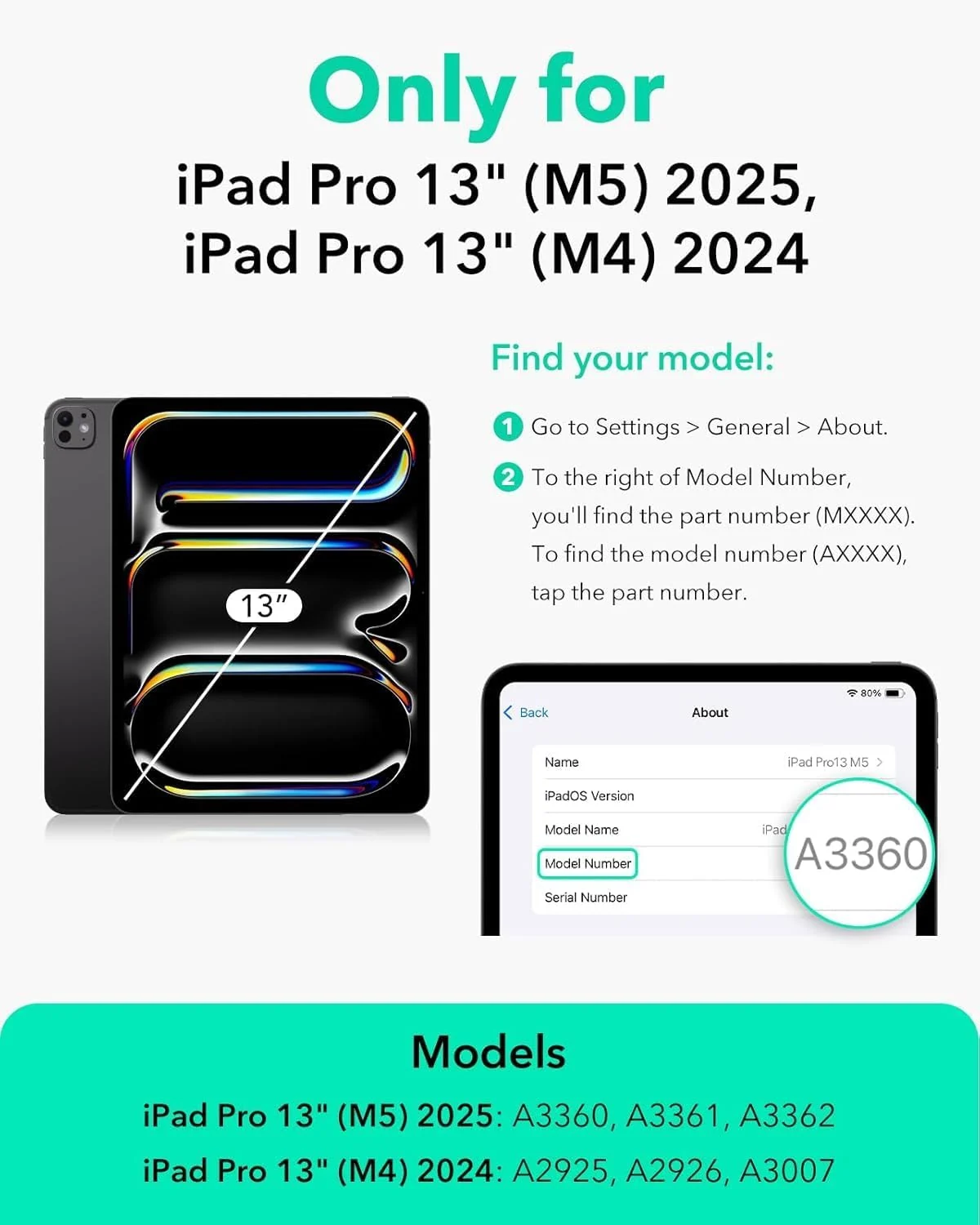 DL3 Mobilak Protective Cover for iPad Pro 13 inch Case M5/M4 (2025/2024), 360° Rotatable Smart Stand, Leather Folio Flip Cover with Multi-Angle Viewing, Auto Wake Sleep - Black
