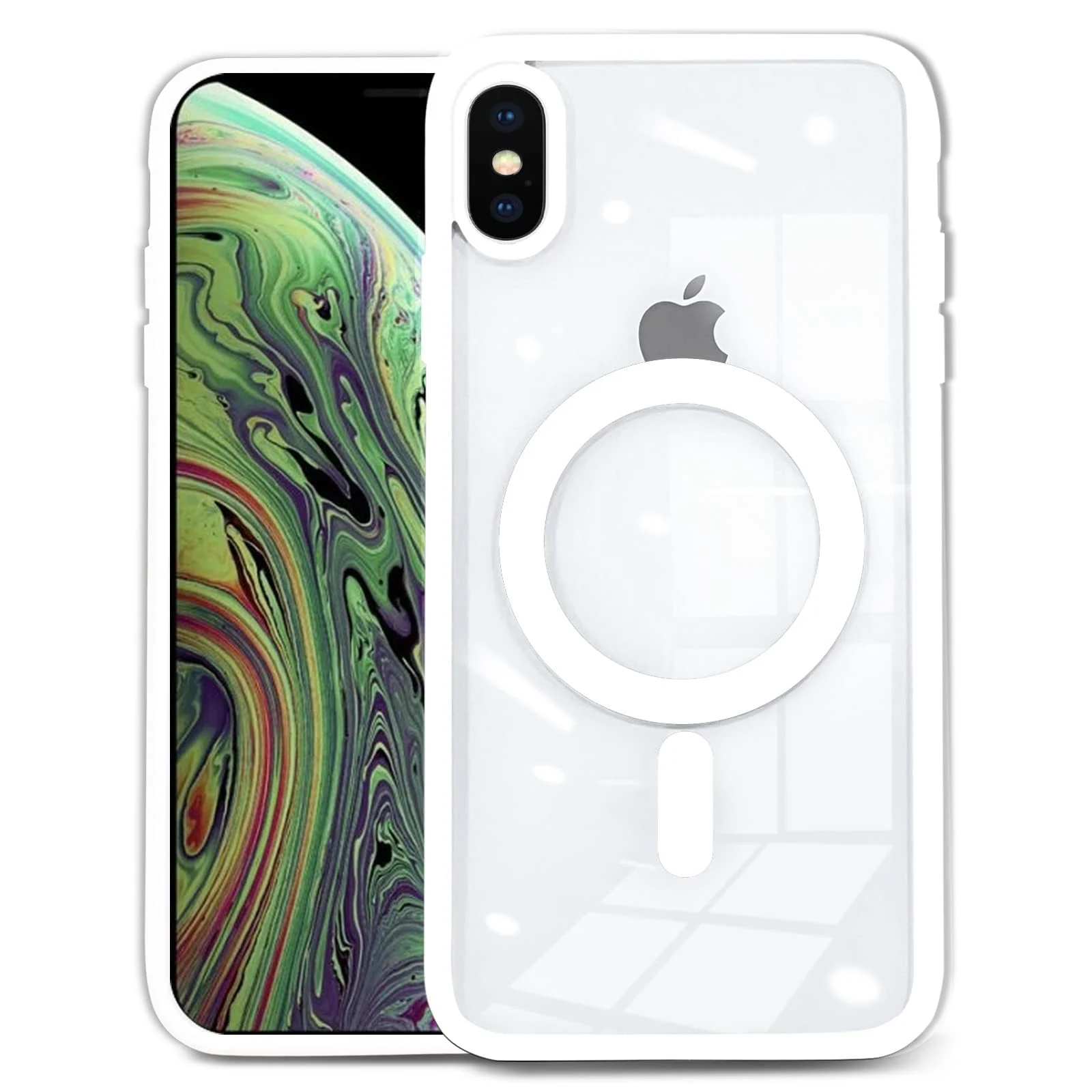 DL3 Mobilak Case Magnetic Crystal Clear for iPhone XS Max Case MagSafe [Not Yellowing] [Military Protection] [No.1 Strong Magnets] Slim Phone Case Thin Cover - White