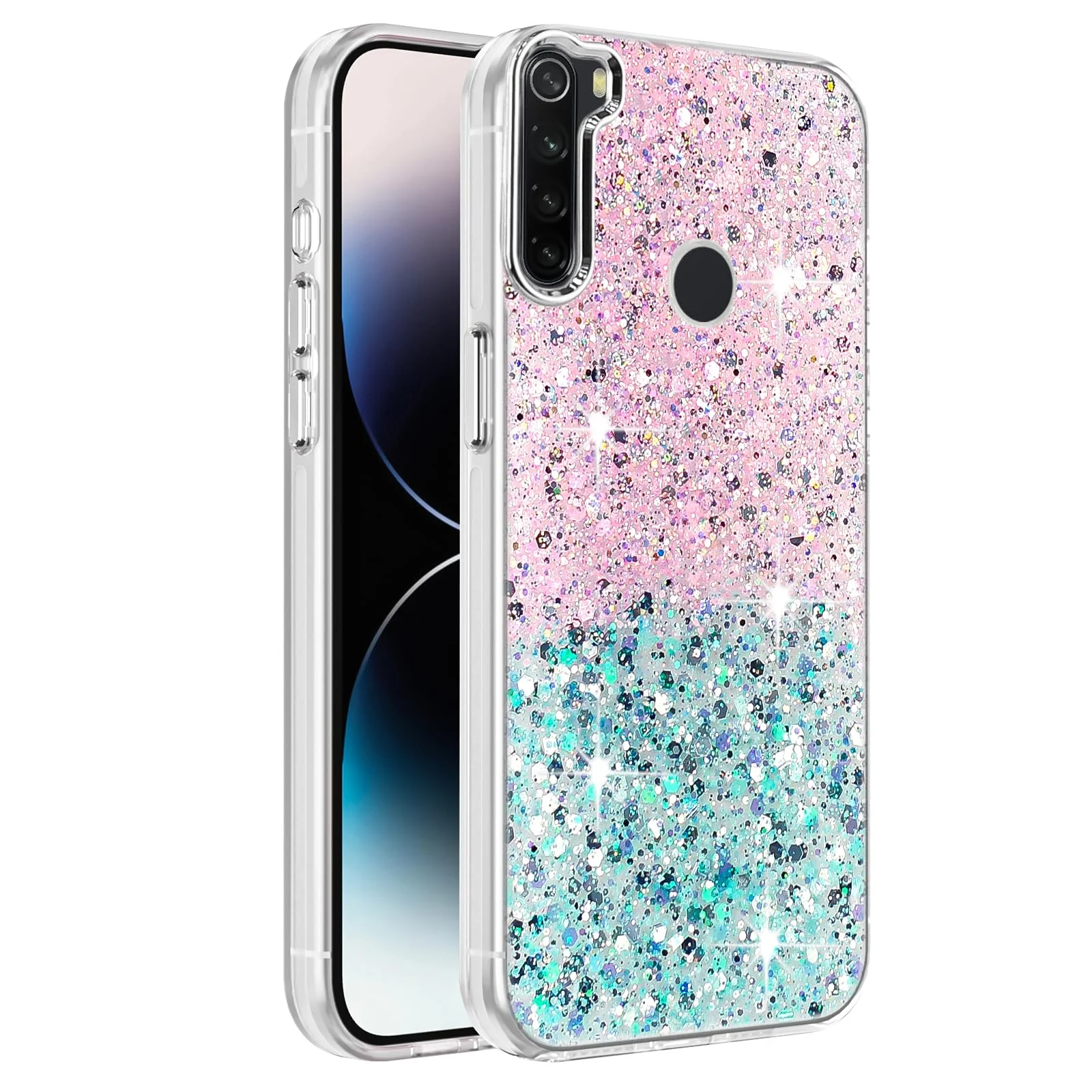 DL3 Mobilak Glitter Protective Case for Xiaomi Redmi Note 8, Supports wireless charging, Camera protection, Shock-absorbing protection