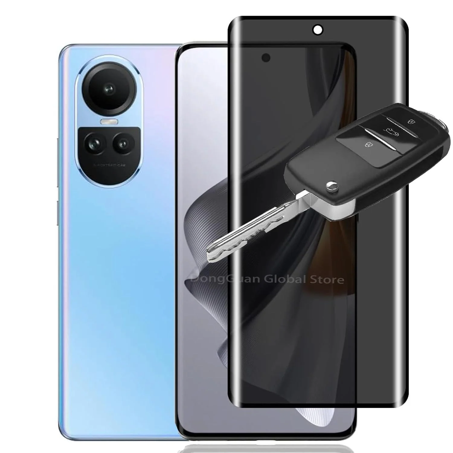 DL3 Mobilak Screen Protector for OPPO Reno 10 5G / Reno 10 Pro 5G Glass Fingerprint Reader Support 3D Curved Anti-Spy Tempered Glass Screen Protector - Privacy