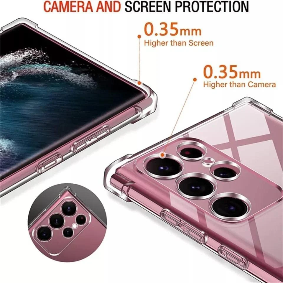 DL3 MOBILAK Case Compatible with Samsung Galaxy S23 Ultra, Cover SiliconeTransparent TPU Gorilla Anti-shock Protector Camera Shockproof Corners - Clear