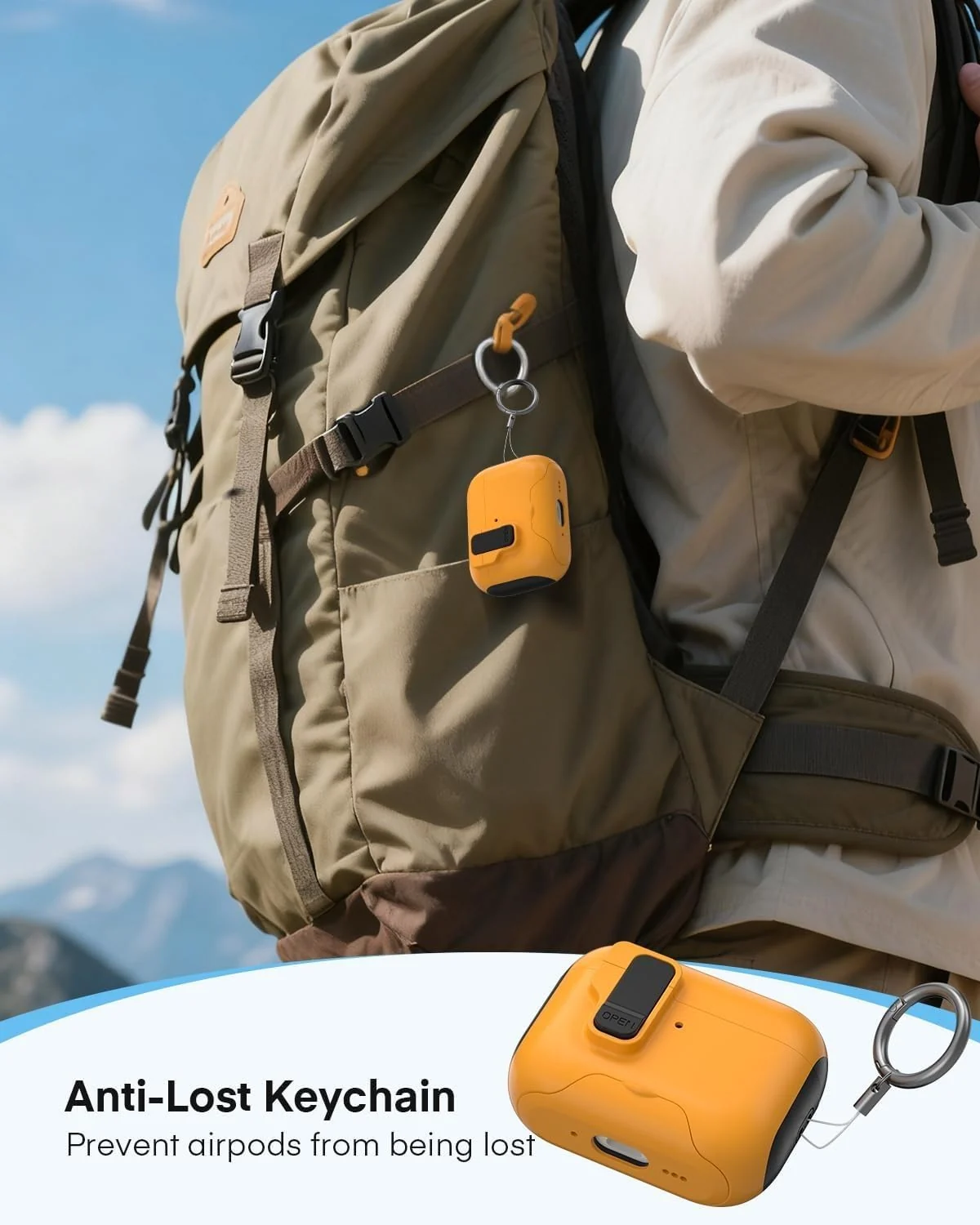 DL3 Mobilak for AirPods 3rd Generation Case Cover with Lock, Military Armor Cool AirPods 3 Case with Keychain for Men Women Hard Shell Shockproof Air Pod 3 for AirPod 3rd Gen 2021 - Orange Black