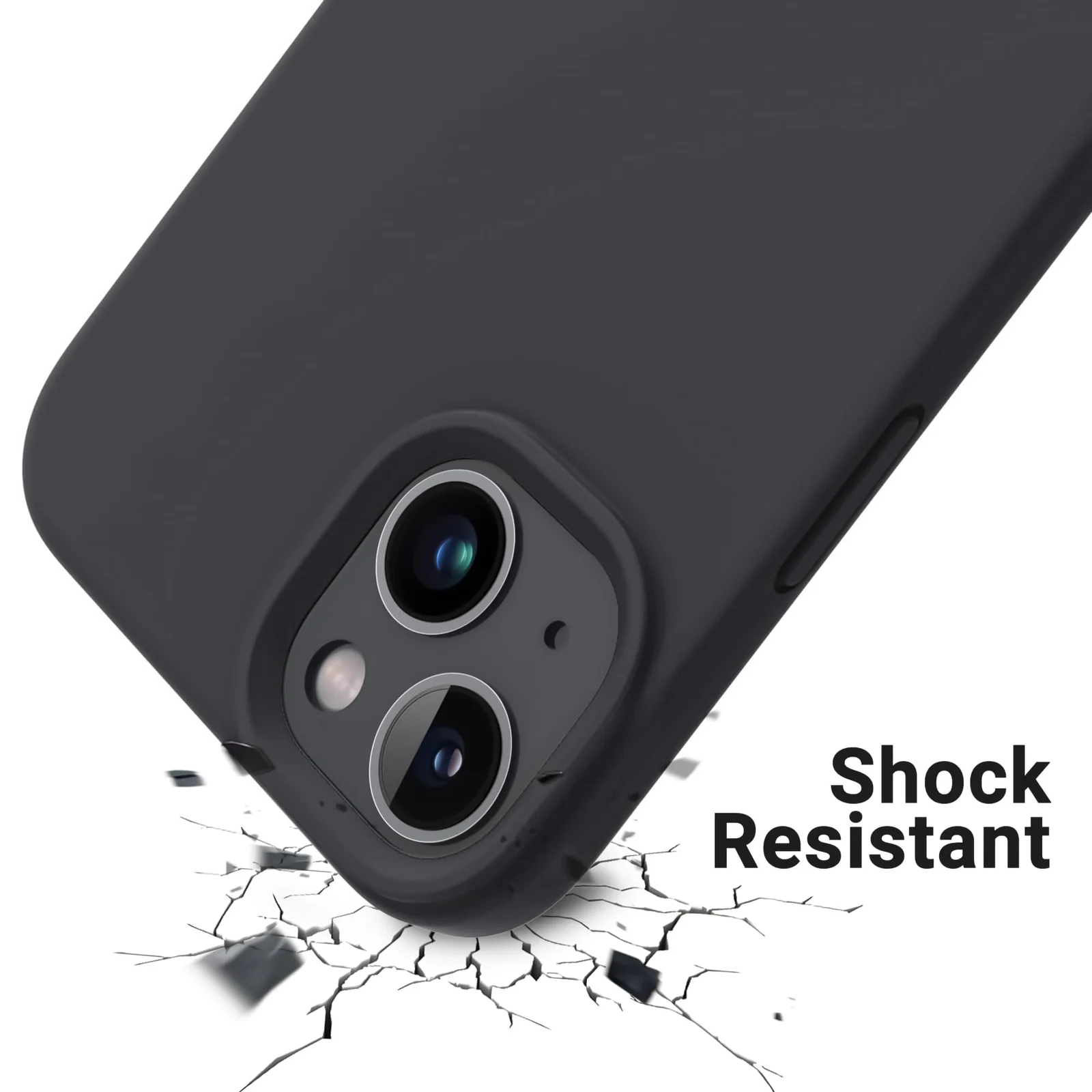 DL3 Mobilak Liquid Silicone Protective Case for iPhone 13 / iPhone 14 with Camera Protection and Microfiber Lining - Dark Gray 2