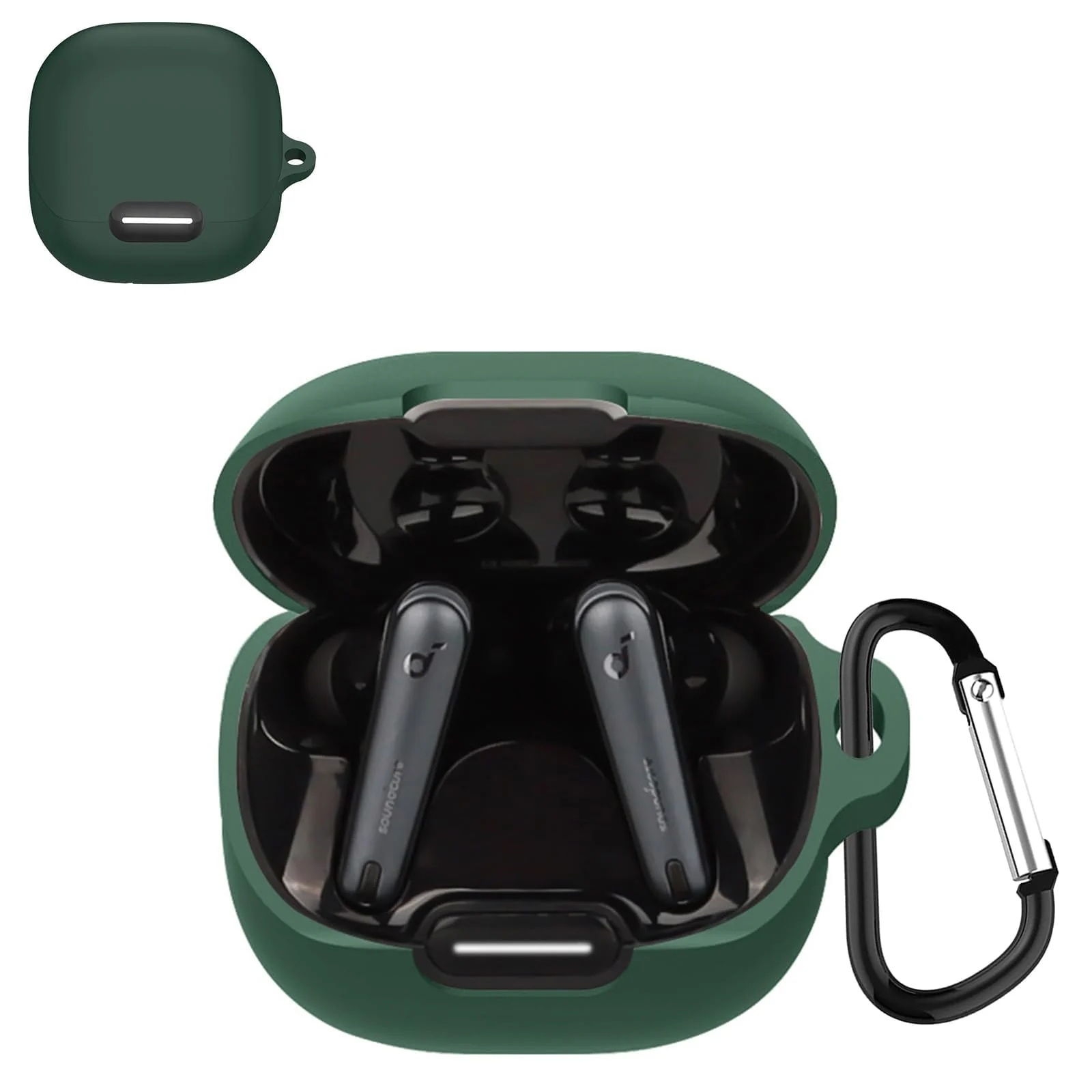 DL3 Mobilak Silicone Case Compatible with Soundcore Liberty 4 NC Earbuds, Soft Silicone Protective Case Cover, Shockproof Sleeve with Carabiner - Green