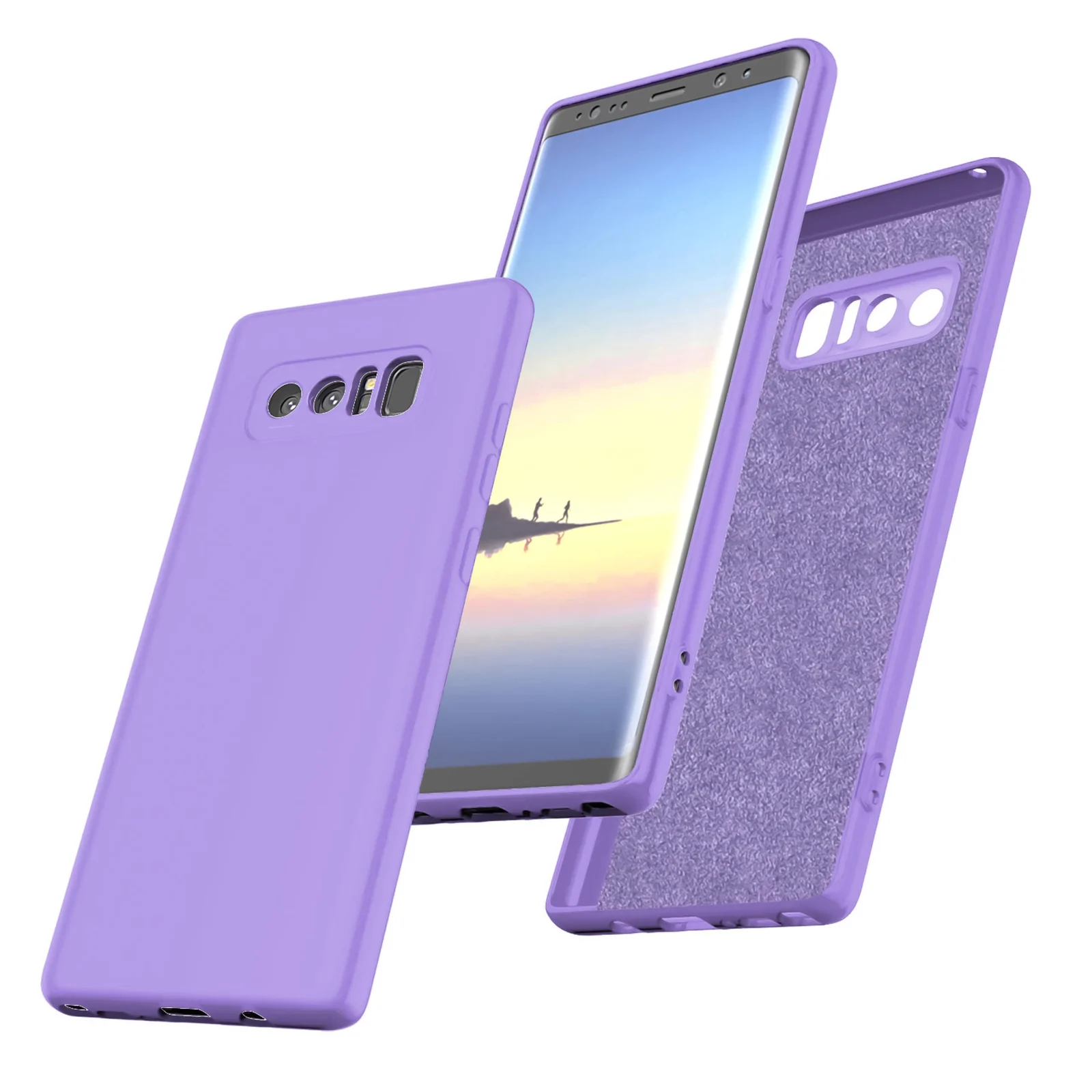 DL3 Mobilak Liquid Silicone Protective Case with Soft Microfiber Lining with Full Camera Protection for Samsung Galaxy Note 8 - Light Orange