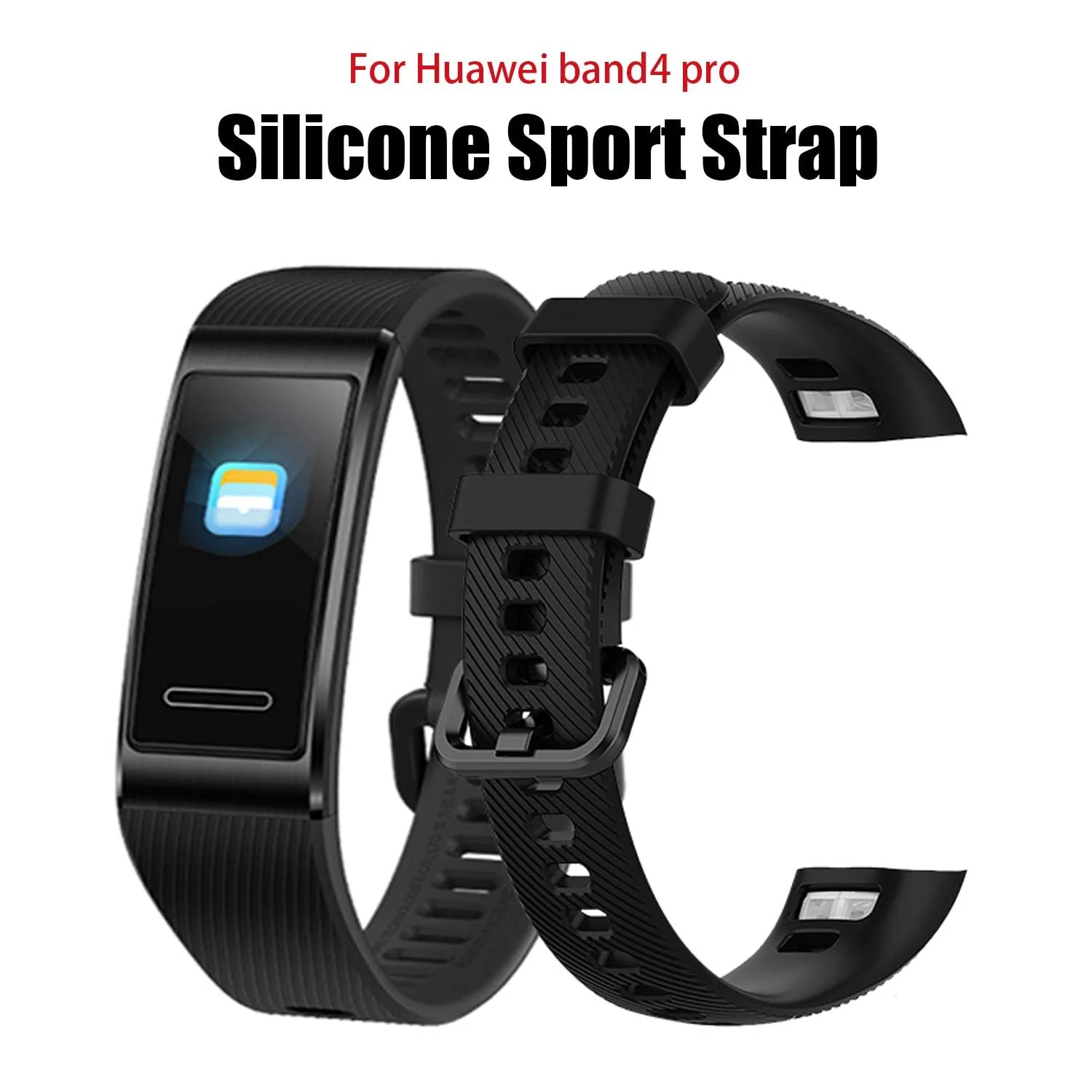 DL3 Mobilak Strap Compatible with Huawei Band 4 Pro/Huawei Band 3 Pro/Huawei Band 3, Soft Silicone Sports Bracelet for Huawei Band 4 Pro/Band 3 Pro/Band3 - Black