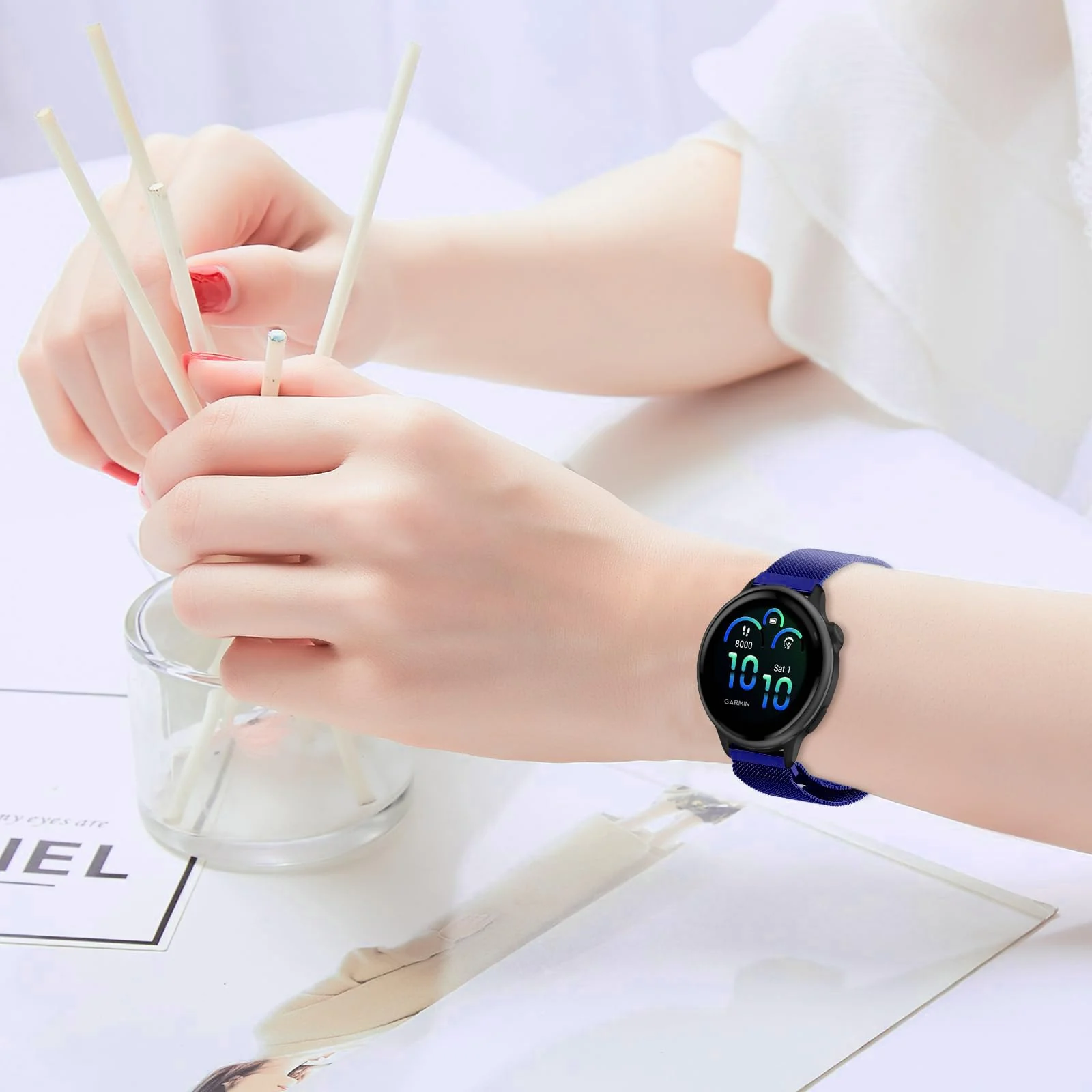 22mm Stainless Steel Magnetic Strap For Samsung Galaxy Watch 46mm/Watch 3 45mm/Gear S3/Huawei watch (GT7 GT6 GT5 GT4 GT3 GT2 46MM)/GT2E/GT 6 Pro/GT 7 Pro/Amazfit GTR 2/2e/3/4/3 Pro Metal Band (Blue)