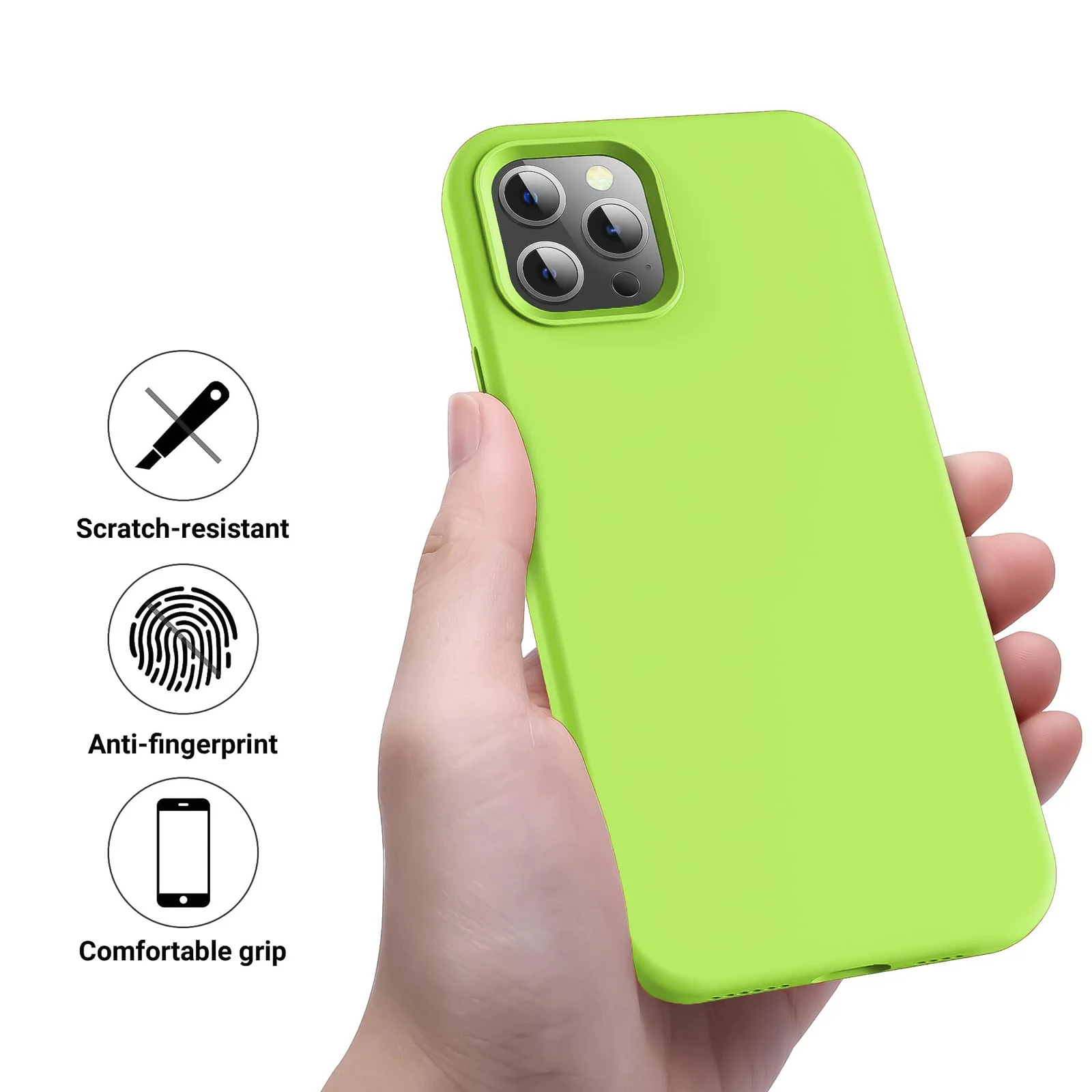 DL3 Mobilak Compatible with iPhone 14 Pro Max (6.7 Inch) Case, Liquid Silicone Case, Full Body Protective Cover, Shockproof, Slim Phone Case, Anti-Scratch Soft Microfiber Lining - Lemon