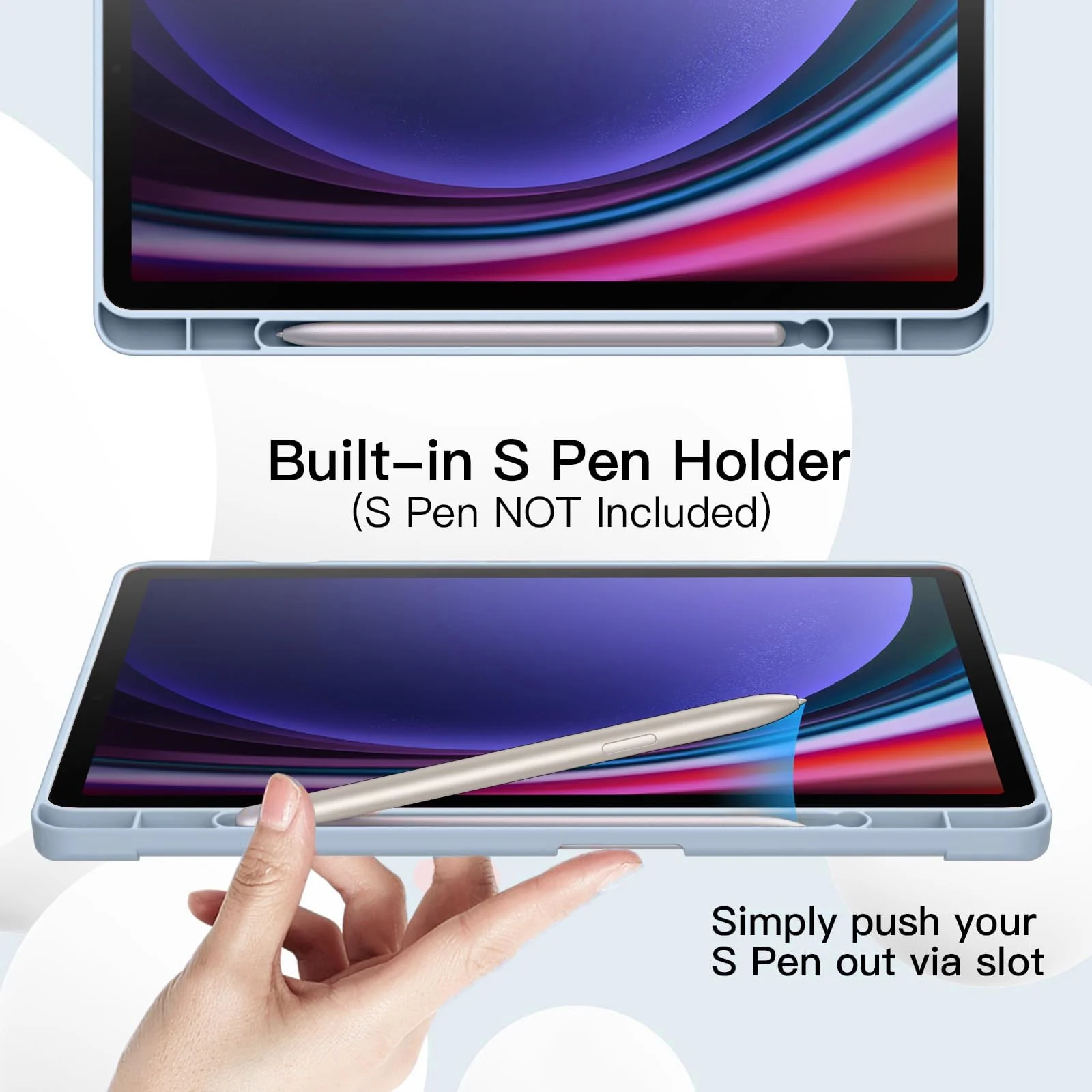 DL3 Mobilak Xiaomi Pad 6/Pad 6 Pro Case with Pen Holder 11.0 inch 2023, Soft TPU Back Trifold Stand Protective Smart Cover Flip for Xiaomi Pad 6/Pad 6 Pro, Auto Wake&Sleep - Sky Blue