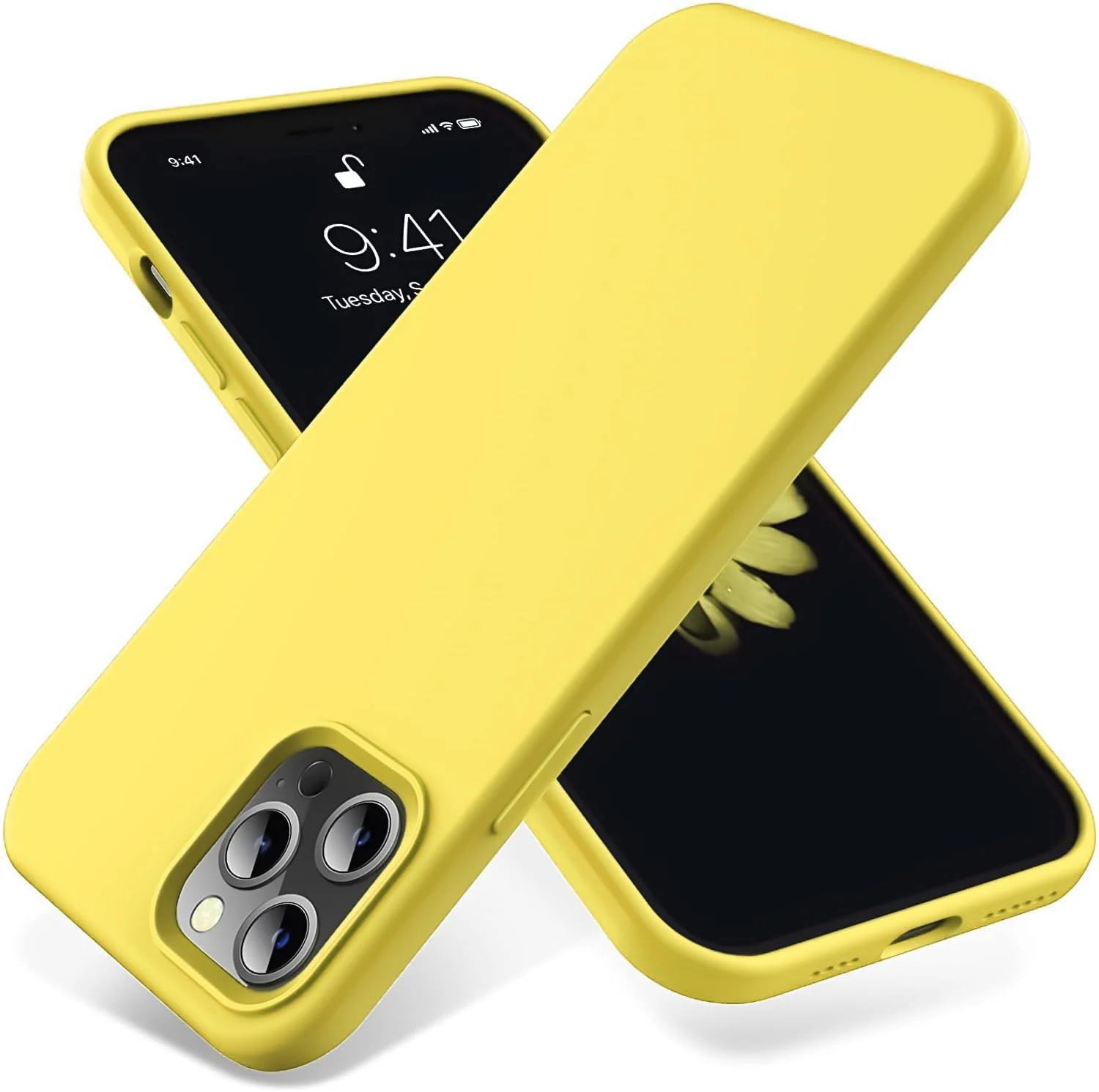DL3 Mobilak Liquid Silicone Protective Case for iPhone 15 with Camera Protection and Microfiber Lining - Yellow