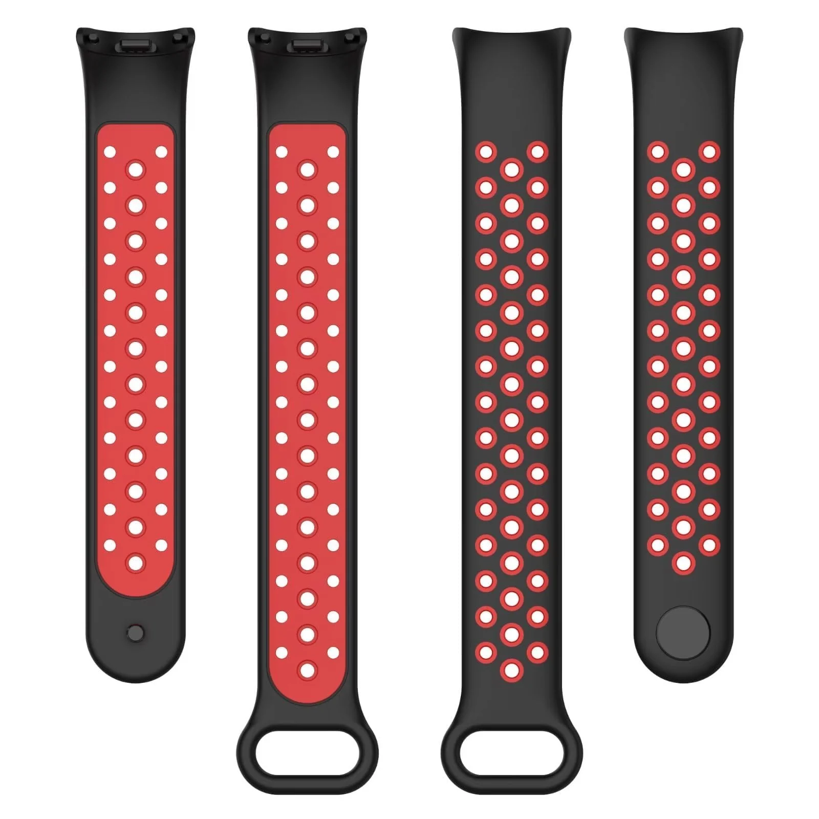 DL3 Mobilak Strap for Xiaomi Mi Band 9 / Mi Band 8, Breathable Sport Silicone Watch Band Strap, Replacement Bracelet Wristband Wrist Strap for Xiaomi Smart Band 9/Xiaomi Smart Band 8 Watch Accessories - Black Red