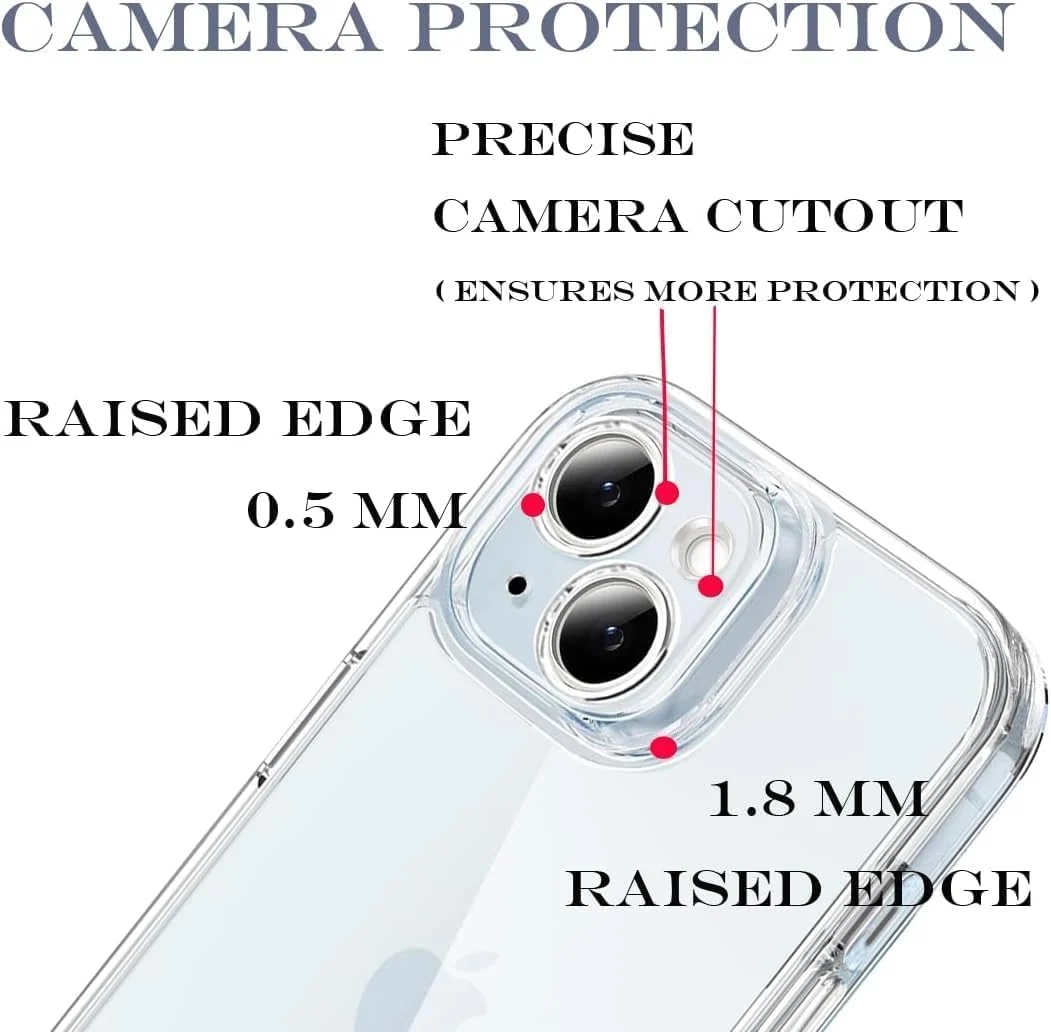 DL3 MOBILAK Camera Protective Case Compatible with iPhone Case Transparent, Mobile Phone Case iPhone Thin Soft Silicone Anti-Yellow Protective Case - Clear