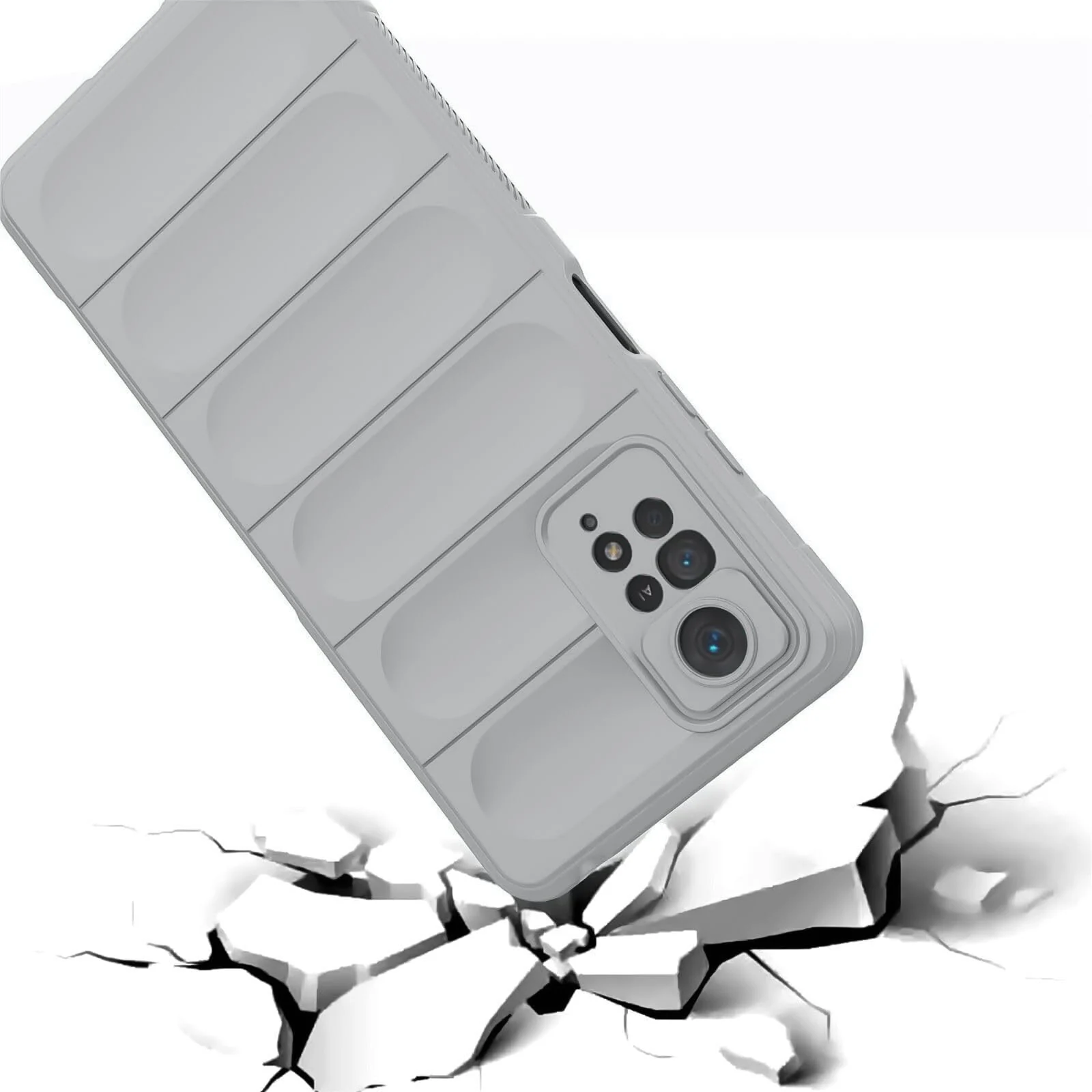 DL3 Mobilak Flexible Silicone and TPU Protective Case with Camera Protection for Xiaomi Redmi Note 11 4G / Note 11S - Gray