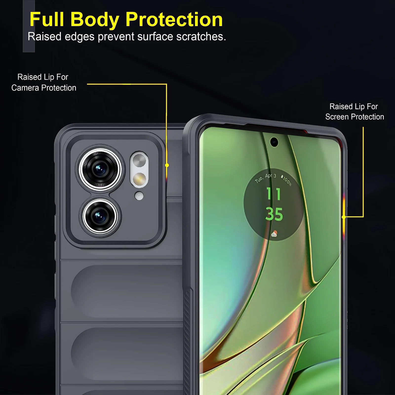 DL3 Mobilak Soft Silicone Protective Case for Motorola Edge 40 5G with Camera Protection and Shockproof Design - Dark Gray