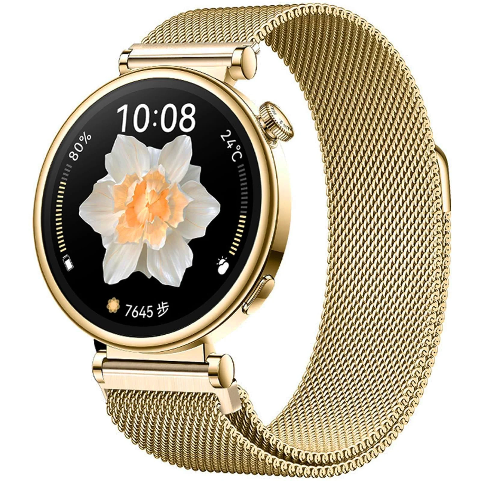 MOBIGON 18mm Magnetic Milanese Steel Watch Strap for Huawei GT 4 / 5 / 6, Watch 5, Garmin Venu 3S & Fossil Gen 6, Gold