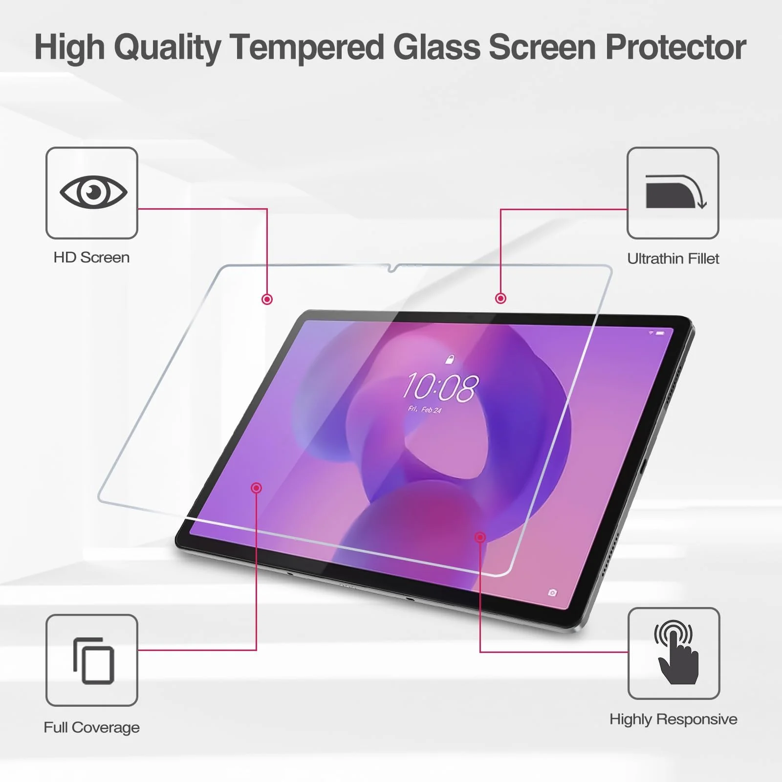 DL3 Mobilak Screen Protector For Lenovo Tab P12 12.7 Inch/Idea Tab Pro/Yoga Tab Plus 2025 (12.7-Inch) Tempered Glass Film [HD Crystal ] [Easy Installation] [Scratch Resistant] [9H Hardness] - Clear