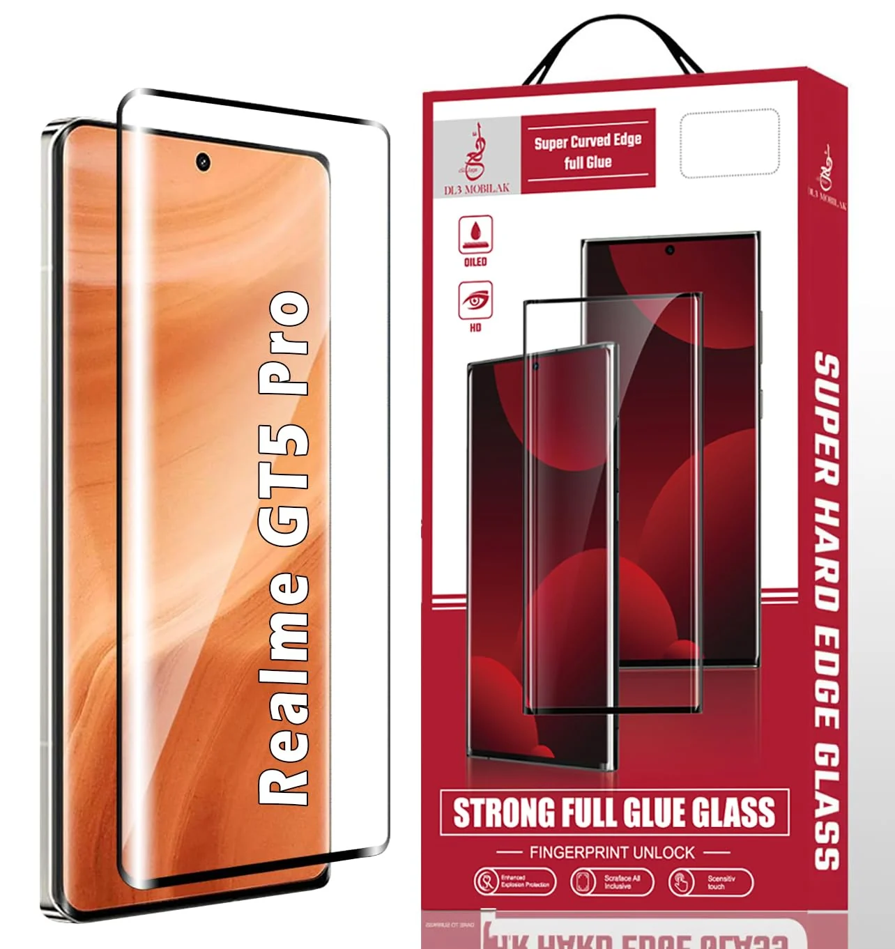 DL3 Mobilak Screen Protector for realme GT5 Pro, Tempered Glass Screen Saver Premium HD Protective, Scratch Resistant, NO-Bubble, 9H Hardness, Full Coverage Film - Clear