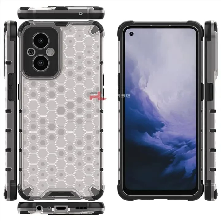 DL3 Mobilak Honeycomb Protective Case for OPPO Reno 7Z 5G / OnePlus Nord N20 5G, Shock-absorbing protection, Transparent design, Slim, lightweight profile - Clear