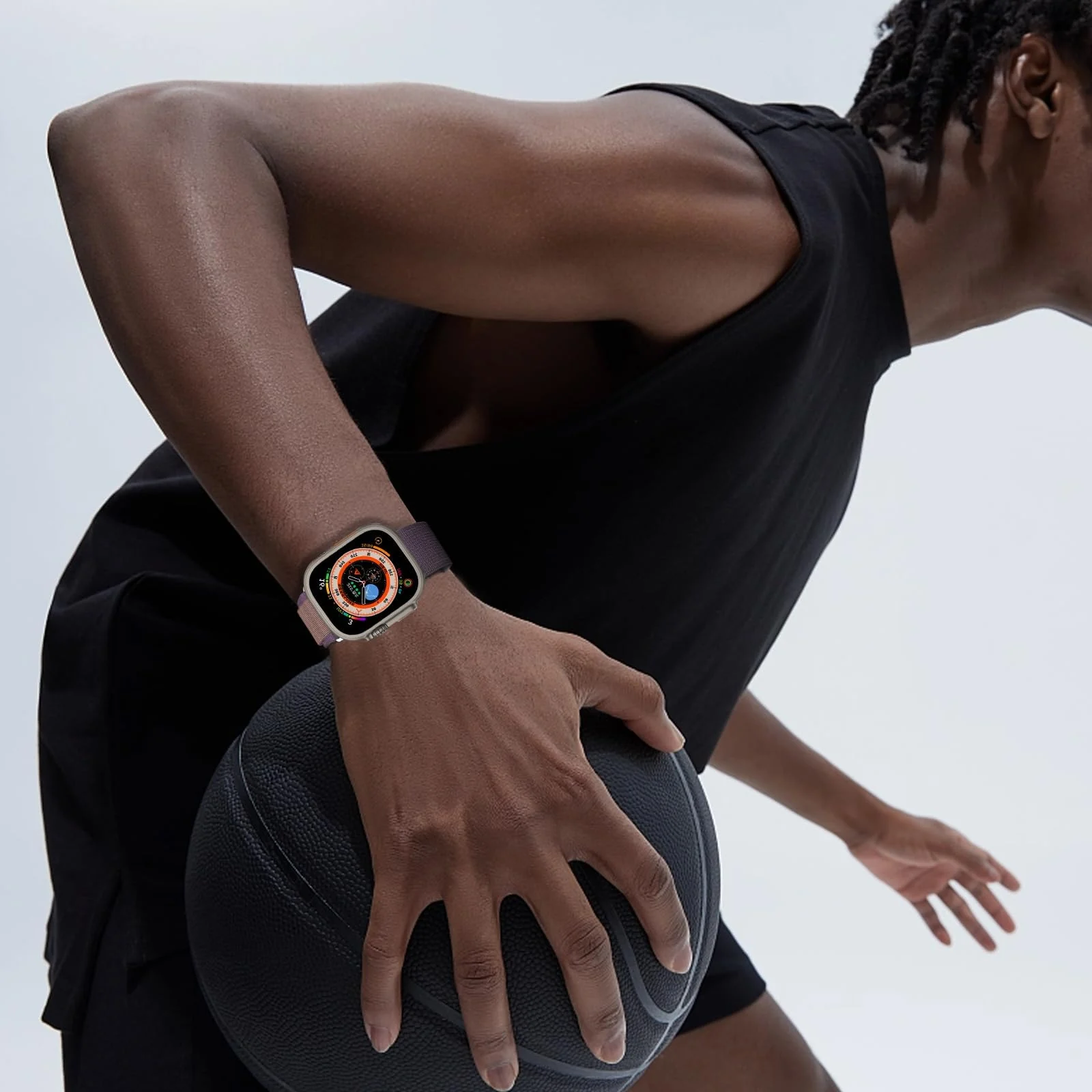 DL3 Mobilak Trail/Alpine Loop Nylon Band Compatible with Apple Watch Ultra 2/Ultra Band 49mm 45mm 44mm 42mm, Adjustable with Metal C-Hook Strap for iWatch Ultra Series 9/8/7/6/5/4/3/2/1/SE2/SE - Purple Coffee