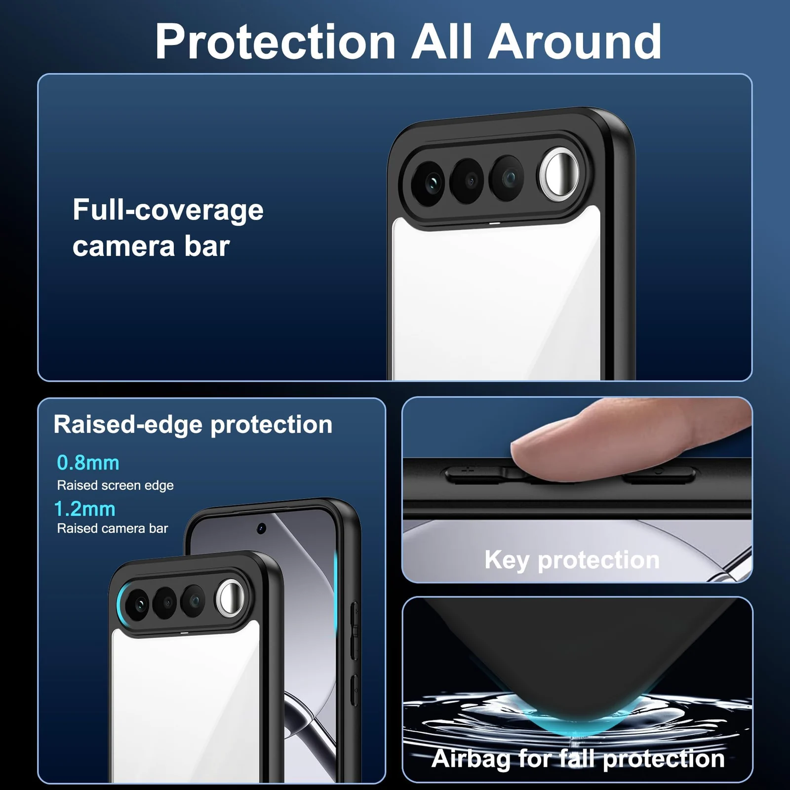 DL3 Mobilak Case Transparent For realme 16 5G, Military-Grade Shockproof Anti-Yellowing, Slim Protective Phone Case Bumper Cover With Camera Protective - Black