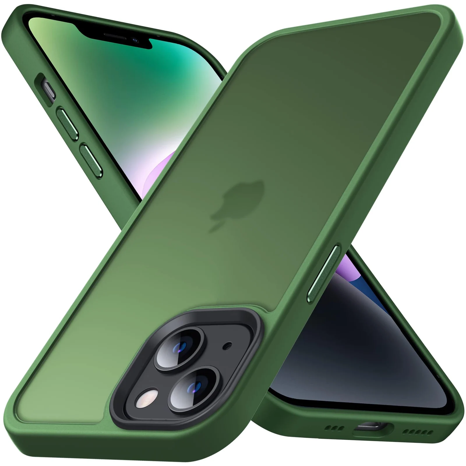 DL3 Mobilak Matte Protective Case for iPhone 13 / iPhone 14 with Camera Protection and Shockproof Design - Green