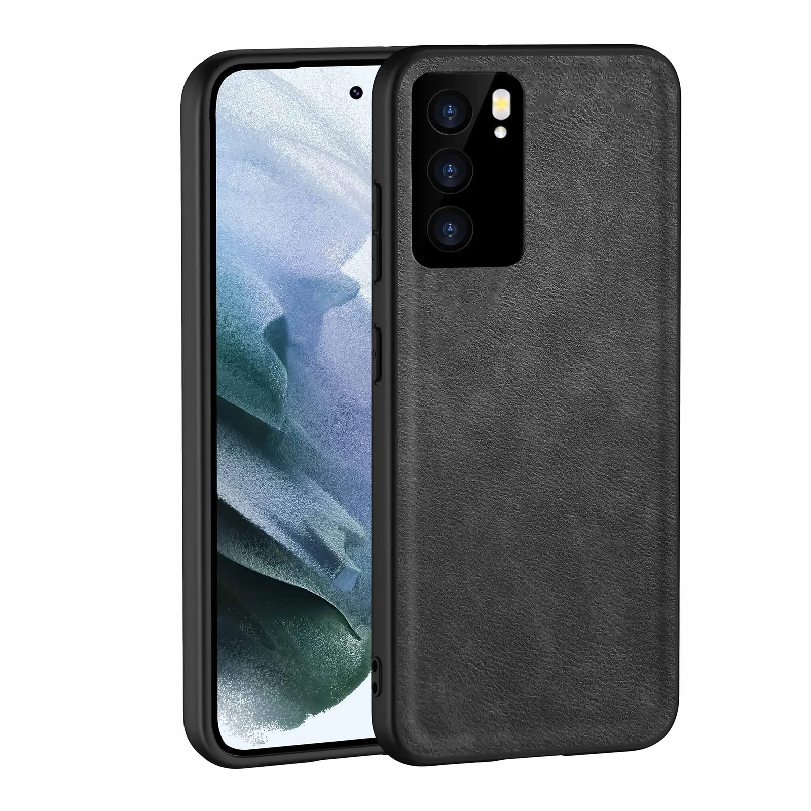 Dl3 Mobilak Case for Oppo Reno 6 5G Leather Case,Anti-Drop, Anti-Shock, Non-Slip Texture,Simple Cell Phong Cover (Black)