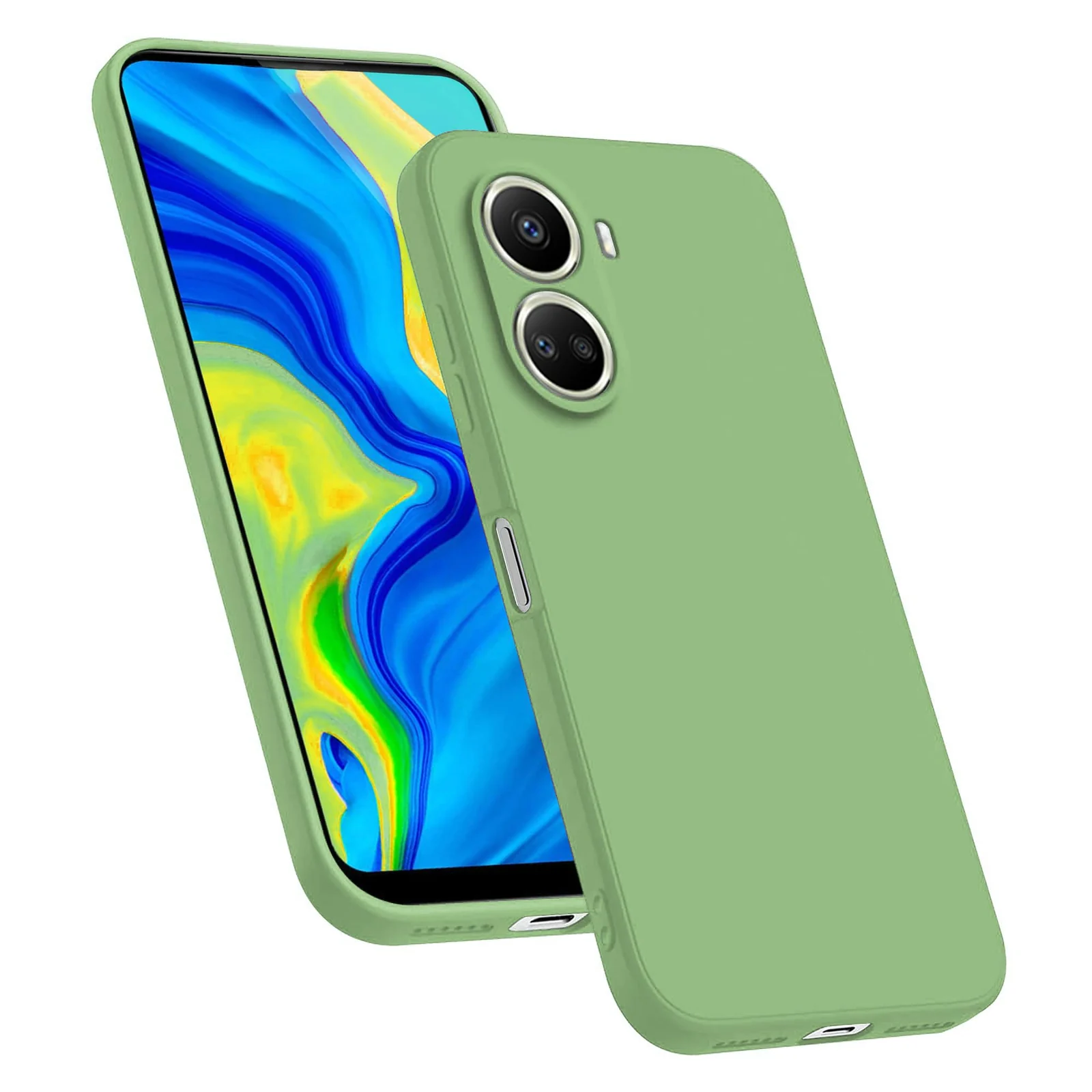 DL3 Mobilak Soft Silicone Protective Case for Huawei nova 10 SE with Microfiber Lining and Shockproof Design - Light Green