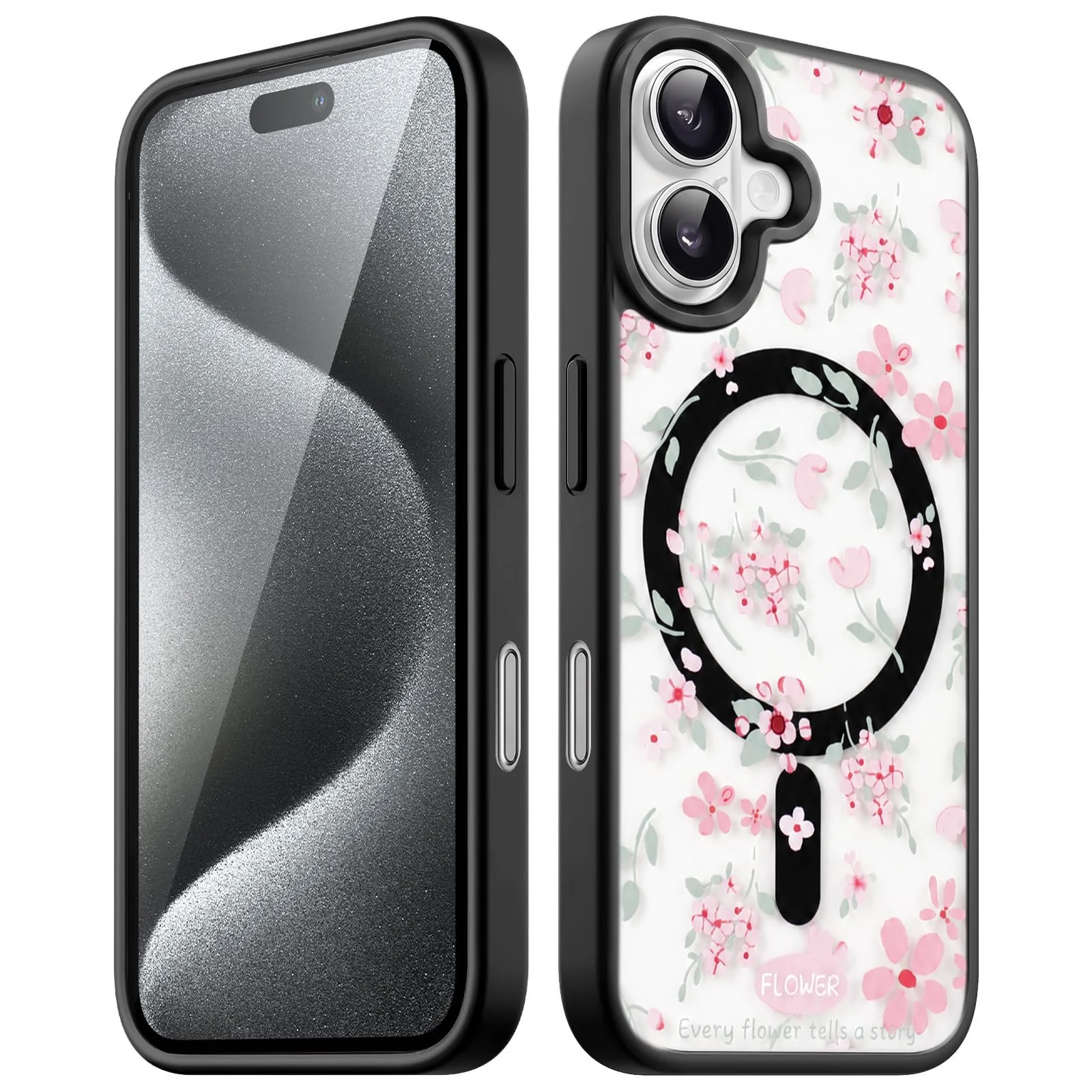 Dl3 Mobilak Magnetic Case for iPhone 17 Compatible with MagSafe, Shockproof Phone Bumper Cover, Solid Color Matte TPU Frame, Anti-Scratch Clear Back (Black)