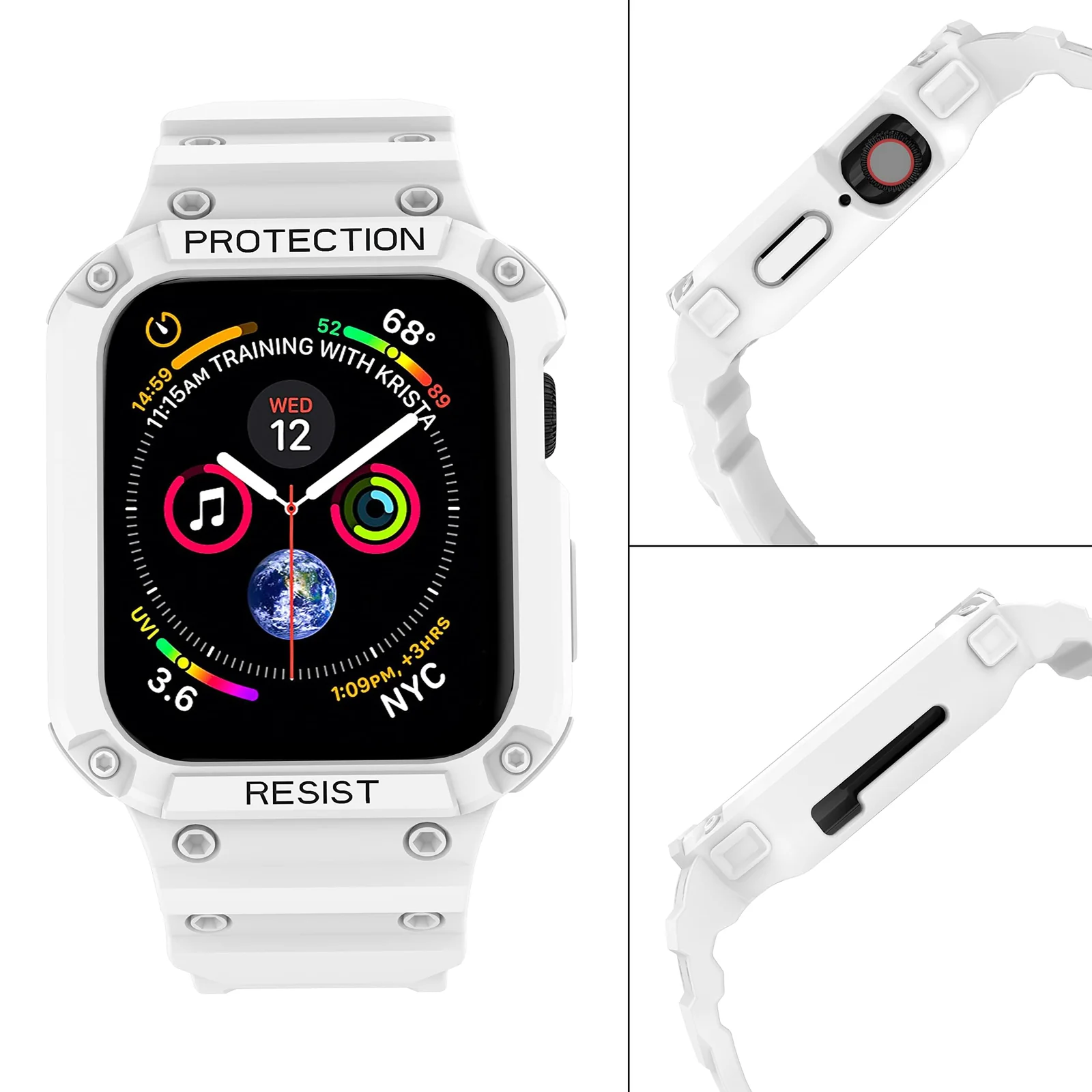 DL3 Mobilak Compatible With Apple Watch Band Ultra 2/1 49mm with Bumper Case, Rugged Men Bands for iWatch Ultra 2 / Ultra 49 mm, Sport Military Protector Drop-proof Shockproof - White
